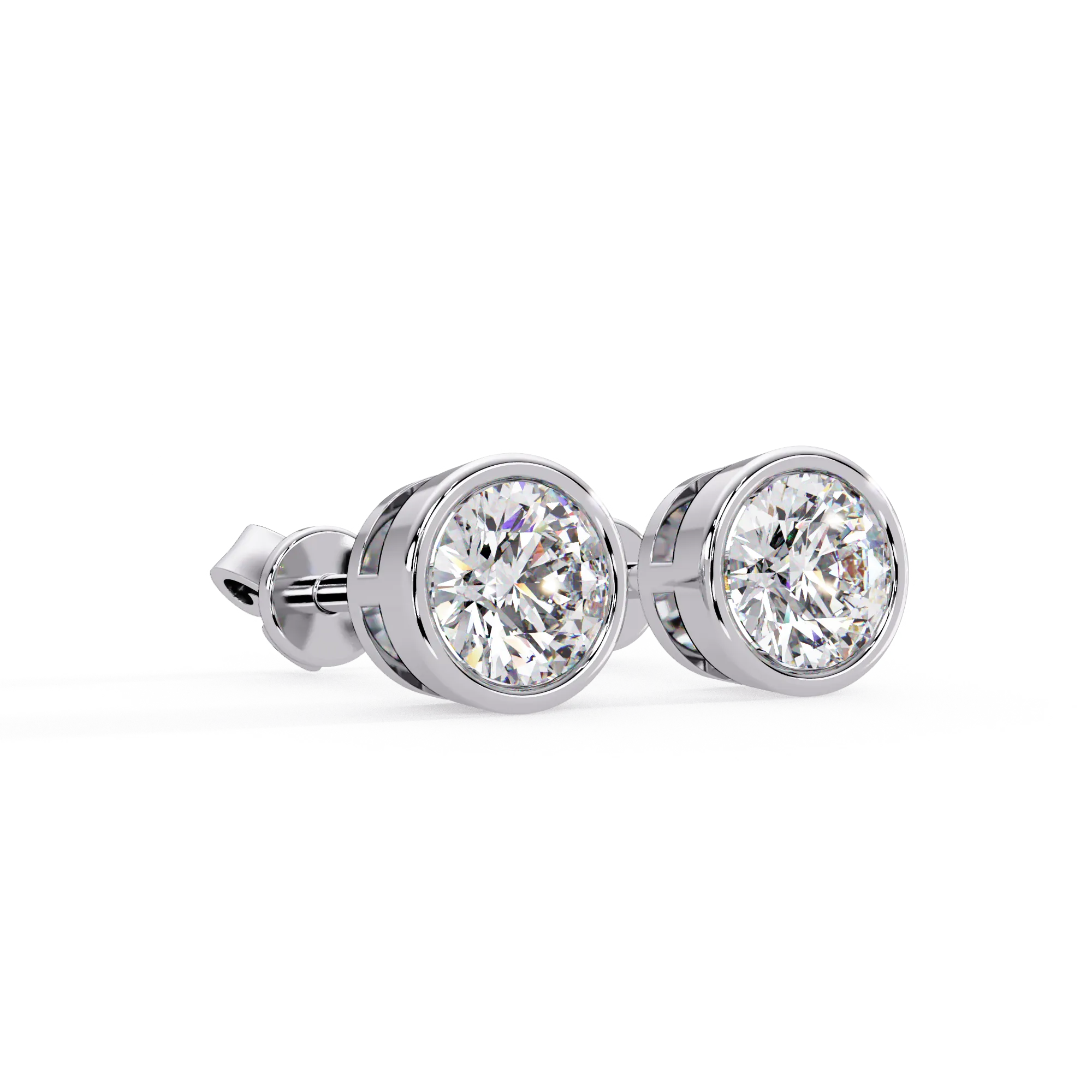 IGI Certified-1.5 Ct. Lab Grown Diamond (VS/E-F) Classic Bezel Set Diamond Stud Earring
