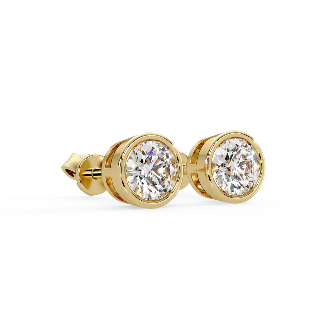 IGI Certified-1.5 Ct. Lab Grown Diamond (VS/E-F) Classic Bezel Set Diamond Stud Earring