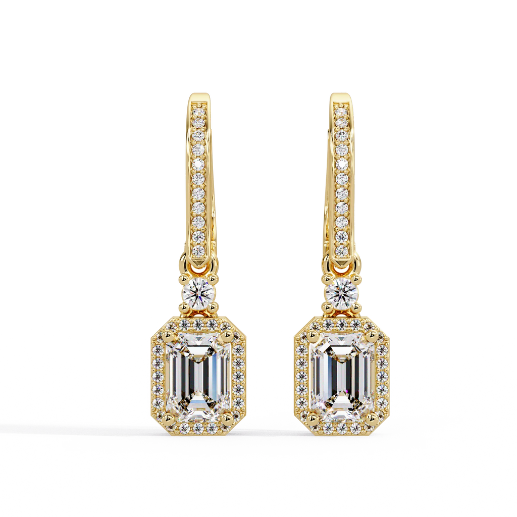 IGI Certified- 2.5 Ct. Lab Grown Diamond (VS/E-F)Diamond Emerald-Cut Drop Earring