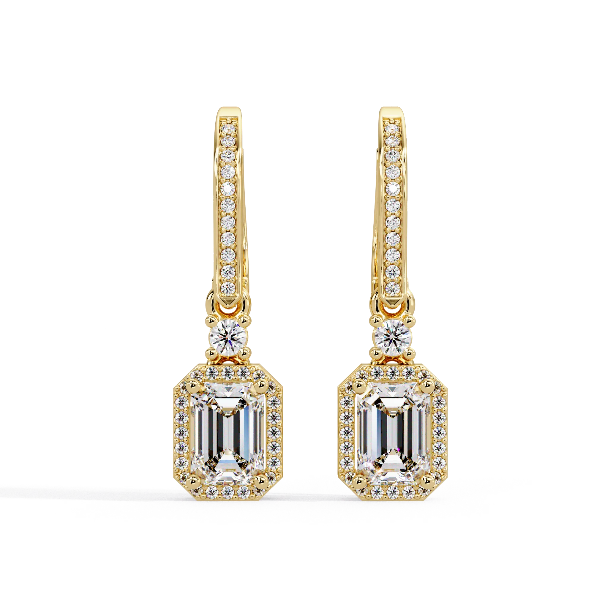 IGI Certified- 2.5 Ct. Lab Grown Diamond (VS/E-F)Diamond Emerald-Cut Drop Earring