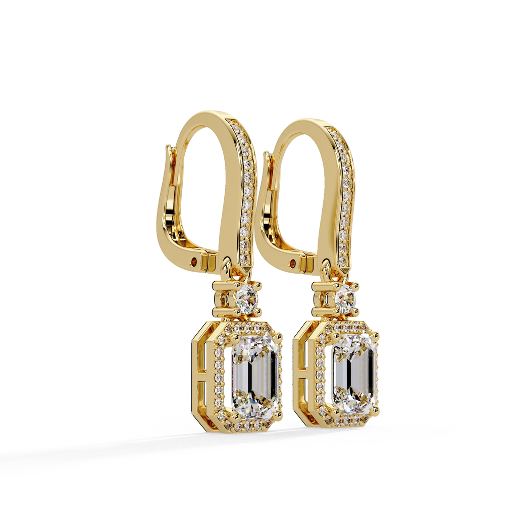 IGI Certified- 2.5 Ct. Lab Grown Diamond (VS/E-F)Diamond Emerald-Cut Drop Earring