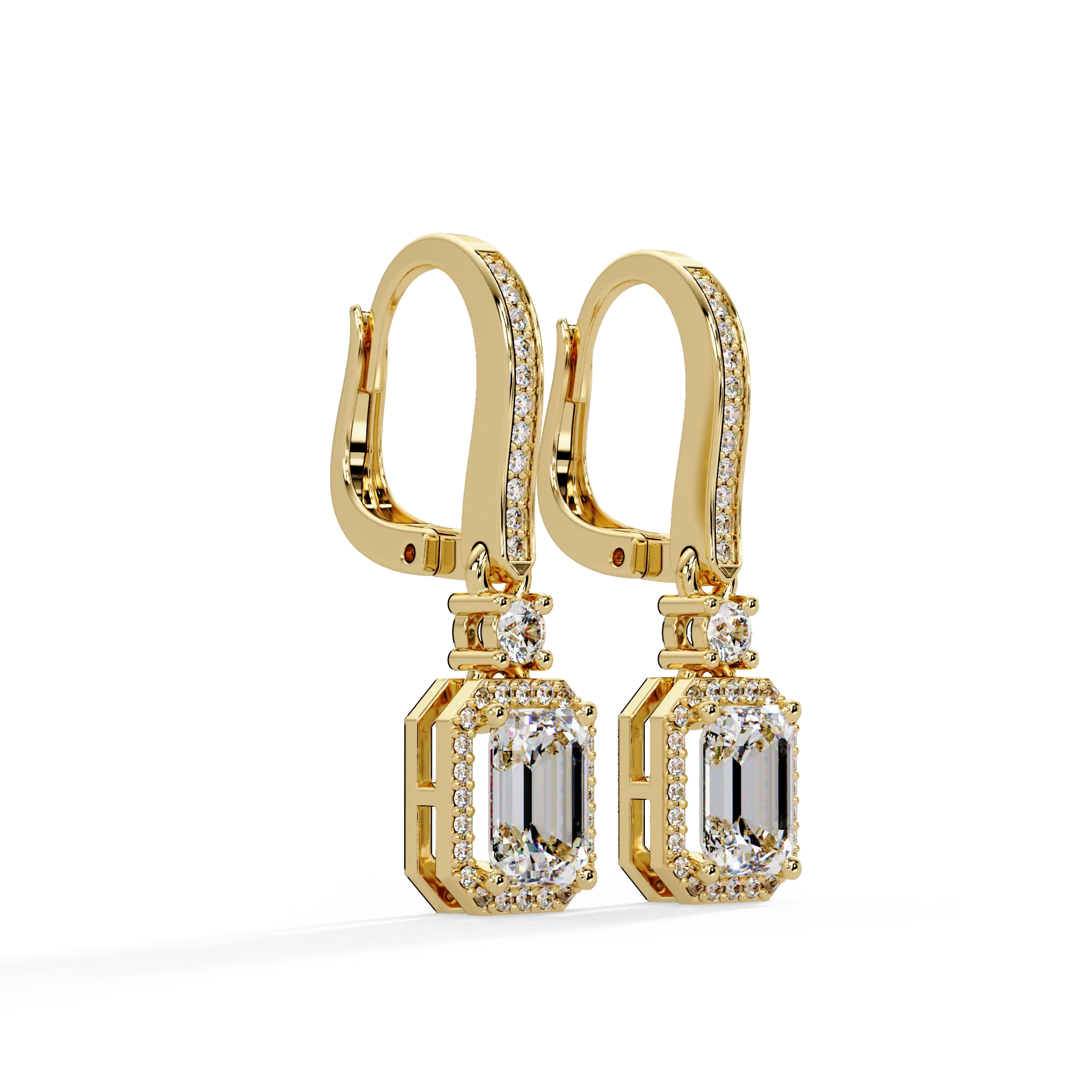 IGI Certified- 2.5 Ct. Lab Grown Diamond (VS/E-F)Diamond Emerald-Cut Drop Earring