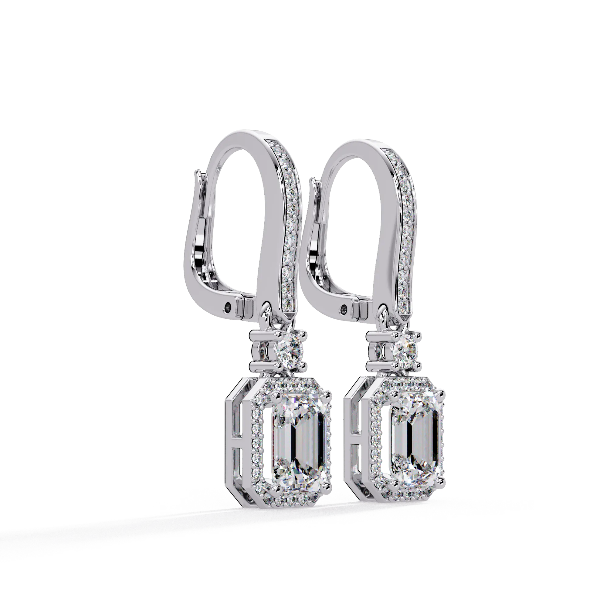 IGI Certified- 2.5 Ct. Lab Grown Diamond (VS/E-F)Diamond Emerald-Cut Drop Earring