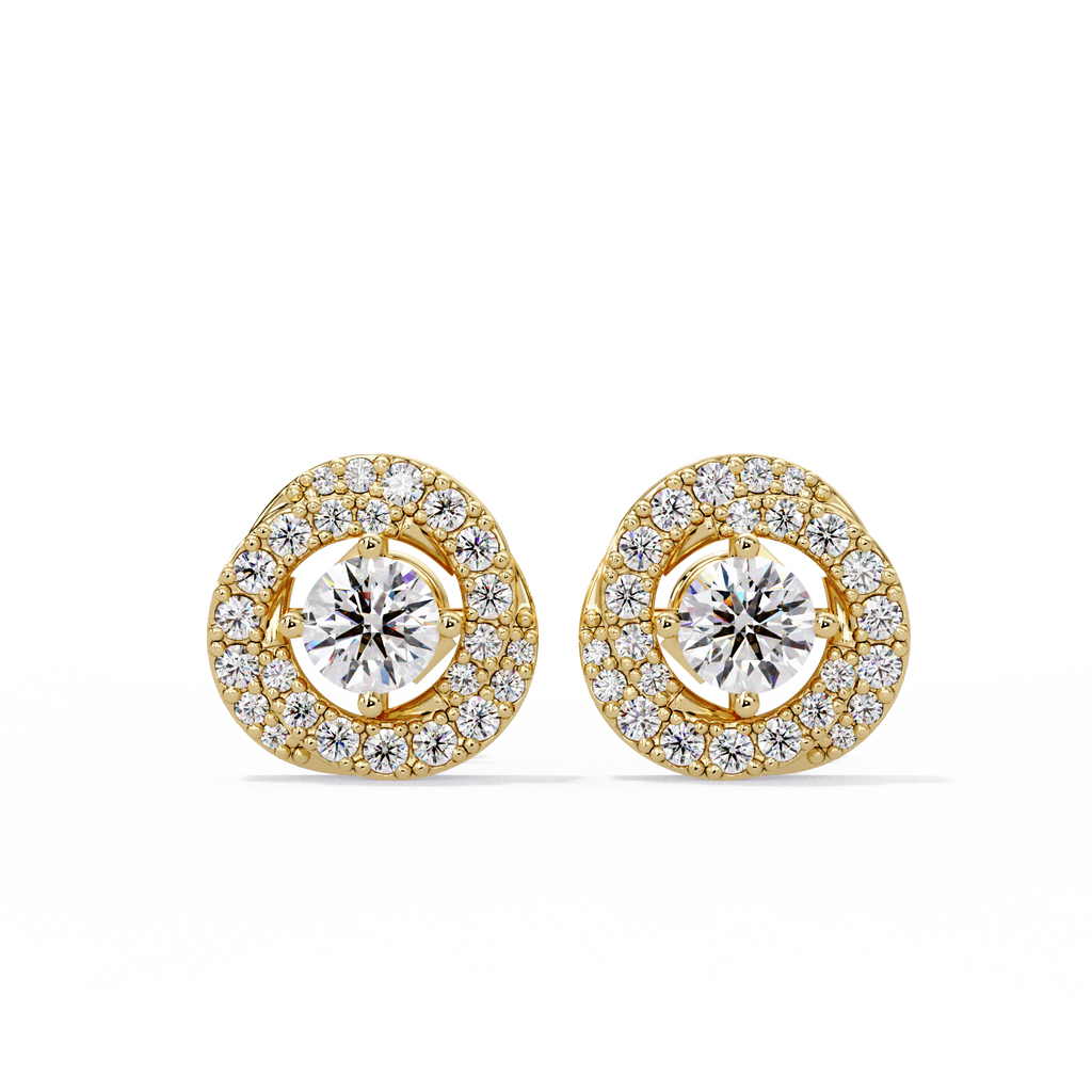 IGI Certified- 1 Ct. Lab Grown Diamond (VS/E-F) Double Halo Diamond Stud Earring