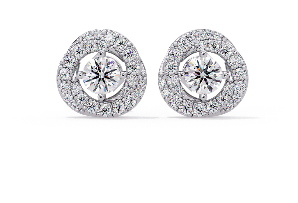 IGI Certified- 1 Ct. Lab Grown Diamond (VS/E-F) Double Halo Diamond Stud Earring