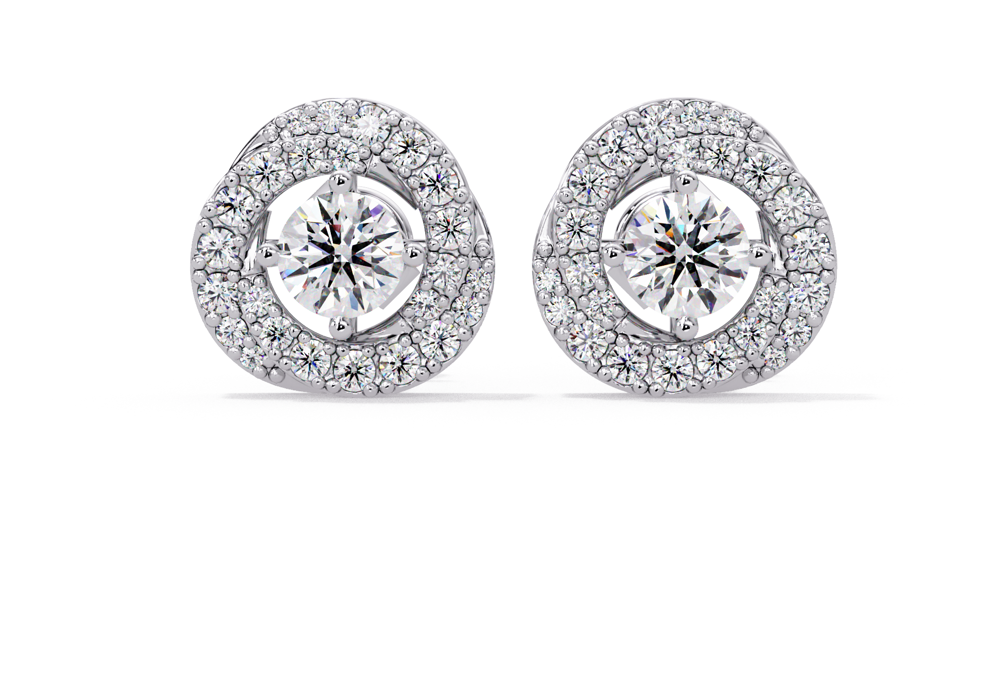 IGI Certified- 1 Ct. Lab Grown Diamond (VS/E-F) Double Halo Diamond Stud Earring