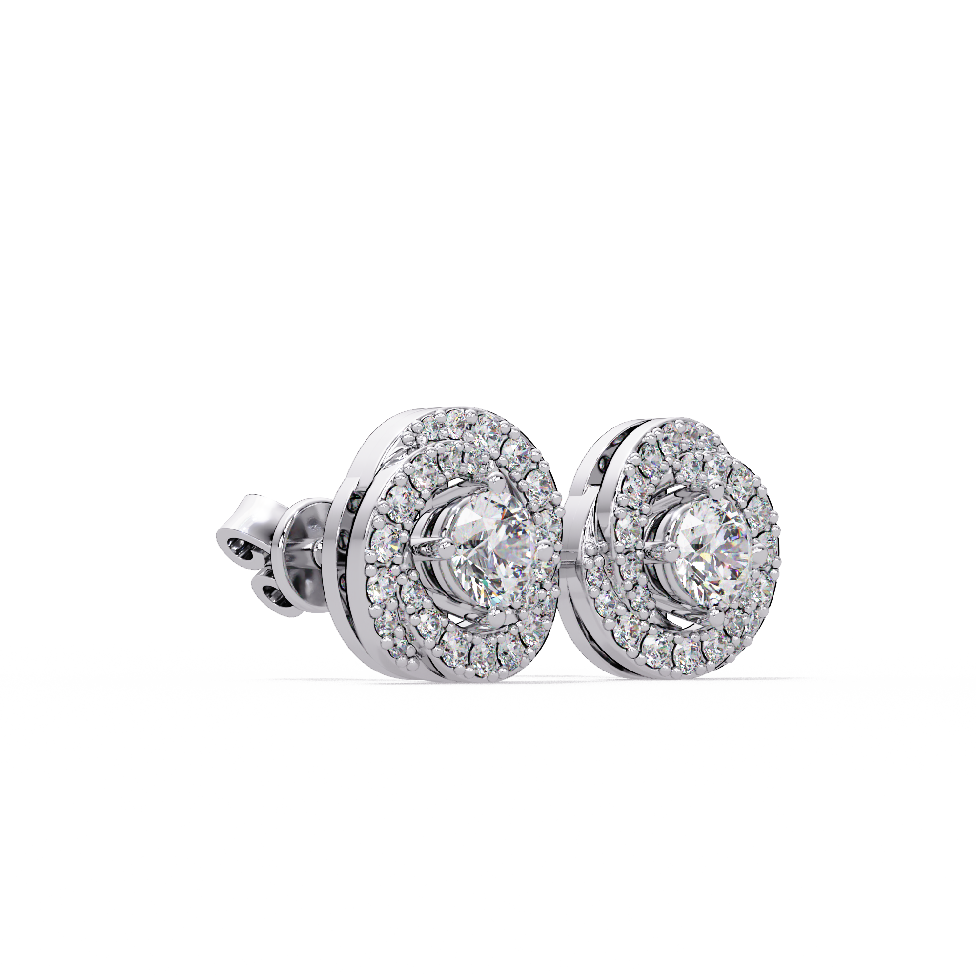 IGI Certified- 1 Ct. Lab Grown Diamond (VS/E-F) Double Halo Diamond Stud Earring