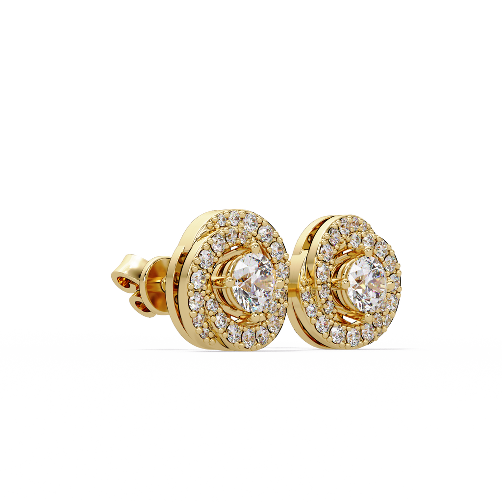 IGI Certified- 1 Ct. Lab Grown Diamond (VS/E-F) Double Halo Diamond Stud Earring