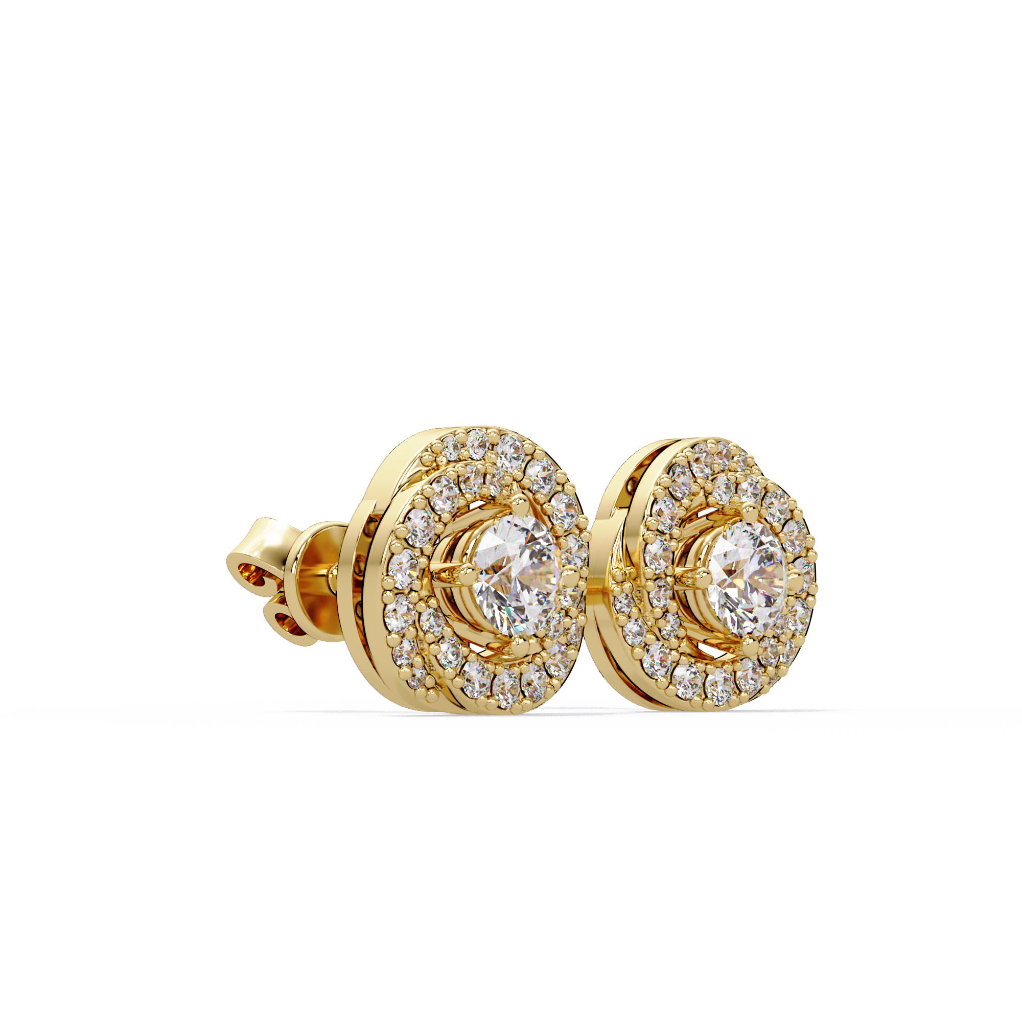 IGI Certified- 1 Ct. Lab Grown Diamond (VS/E-F) Double Halo Diamond Stud Earring