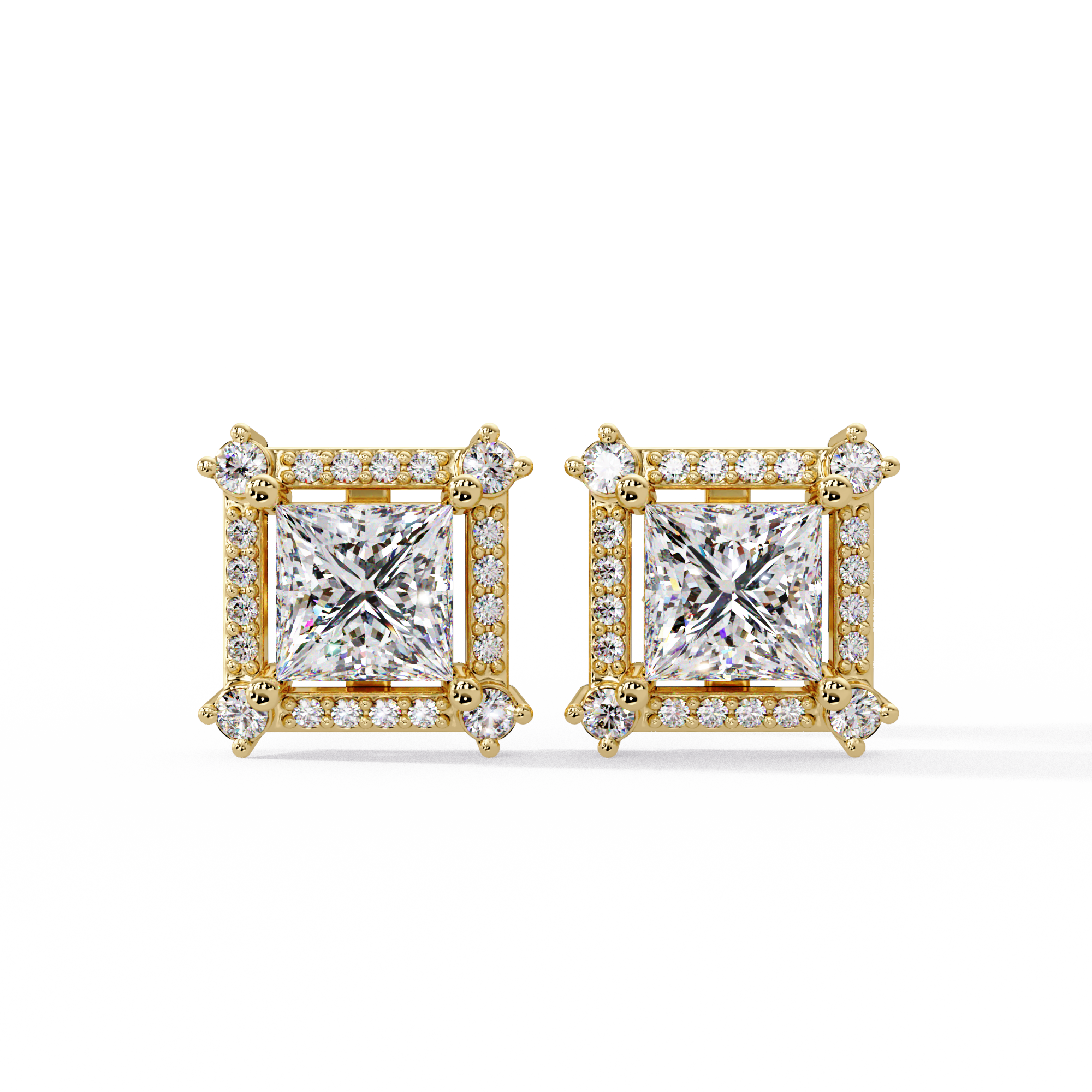 IGI Certified-1.5 Ct. Lab Grown Diamond (VS/E-F) Dazzling Princess-Cut Diamond Cluster Stud Earring