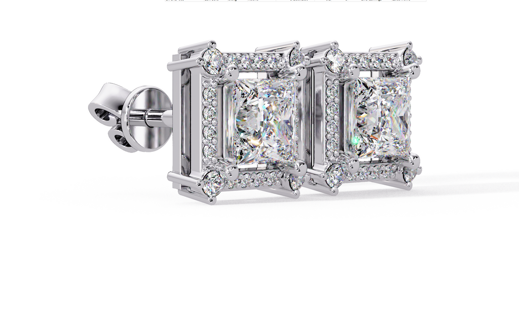 IGI Certified-1.5 Ct. Lab Grown Diamond (VS/E-F) Dazzling Princess-Cut Diamond Cluster Stud Earring