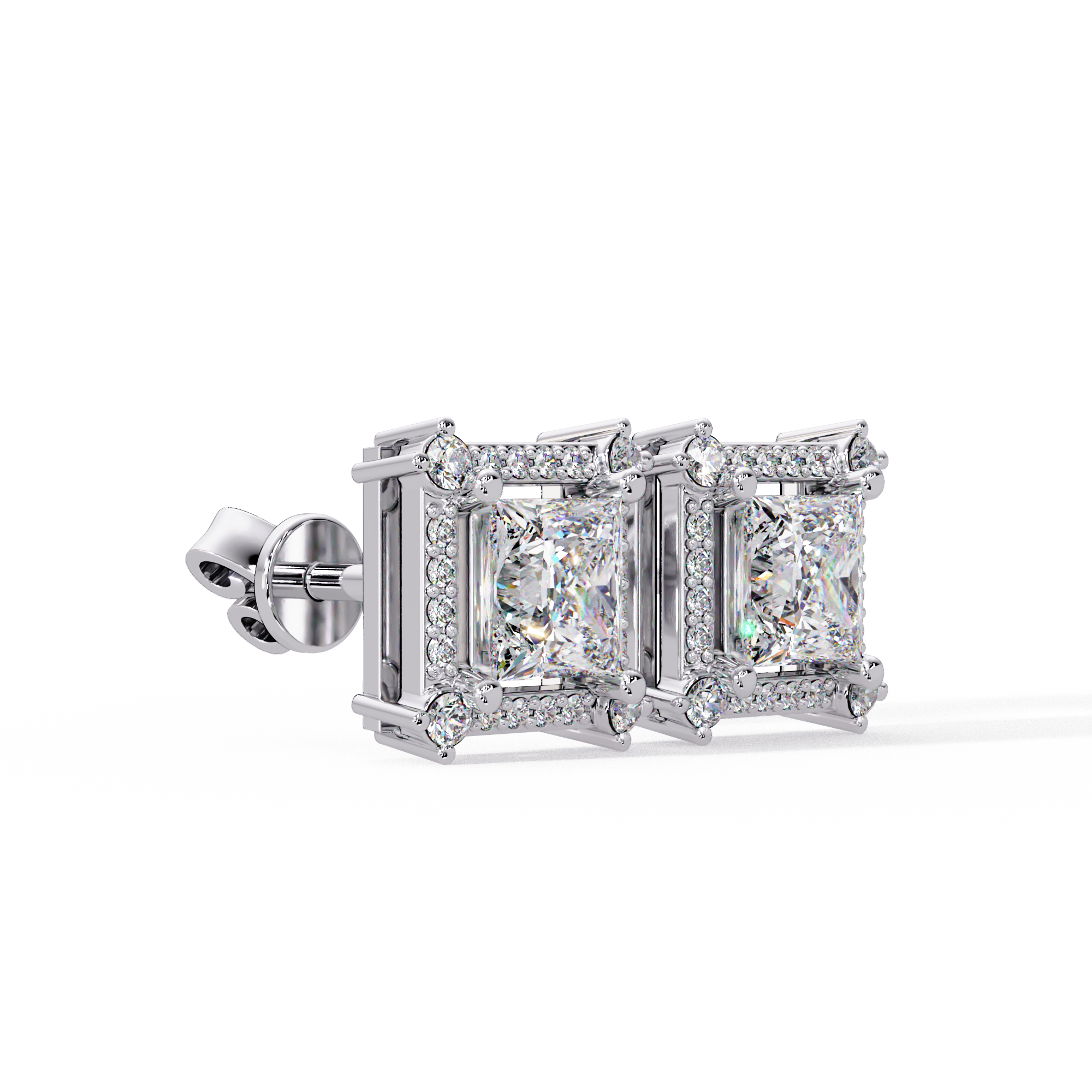 IGI Certified-1.5 Ct. Lab Grown Diamond (VS/E-F) Dazzling Princess-Cut Diamond Cluster Stud Earring