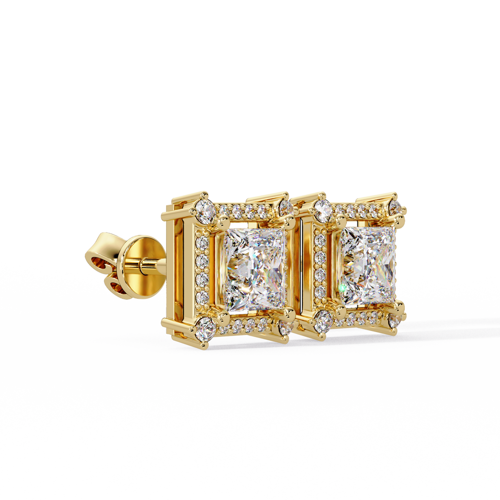 IGI Certified-1.5 Ct. Lab Grown Diamond (VS/E-F) Dazzling Princess-Cut Diamond Cluster Stud Earring
