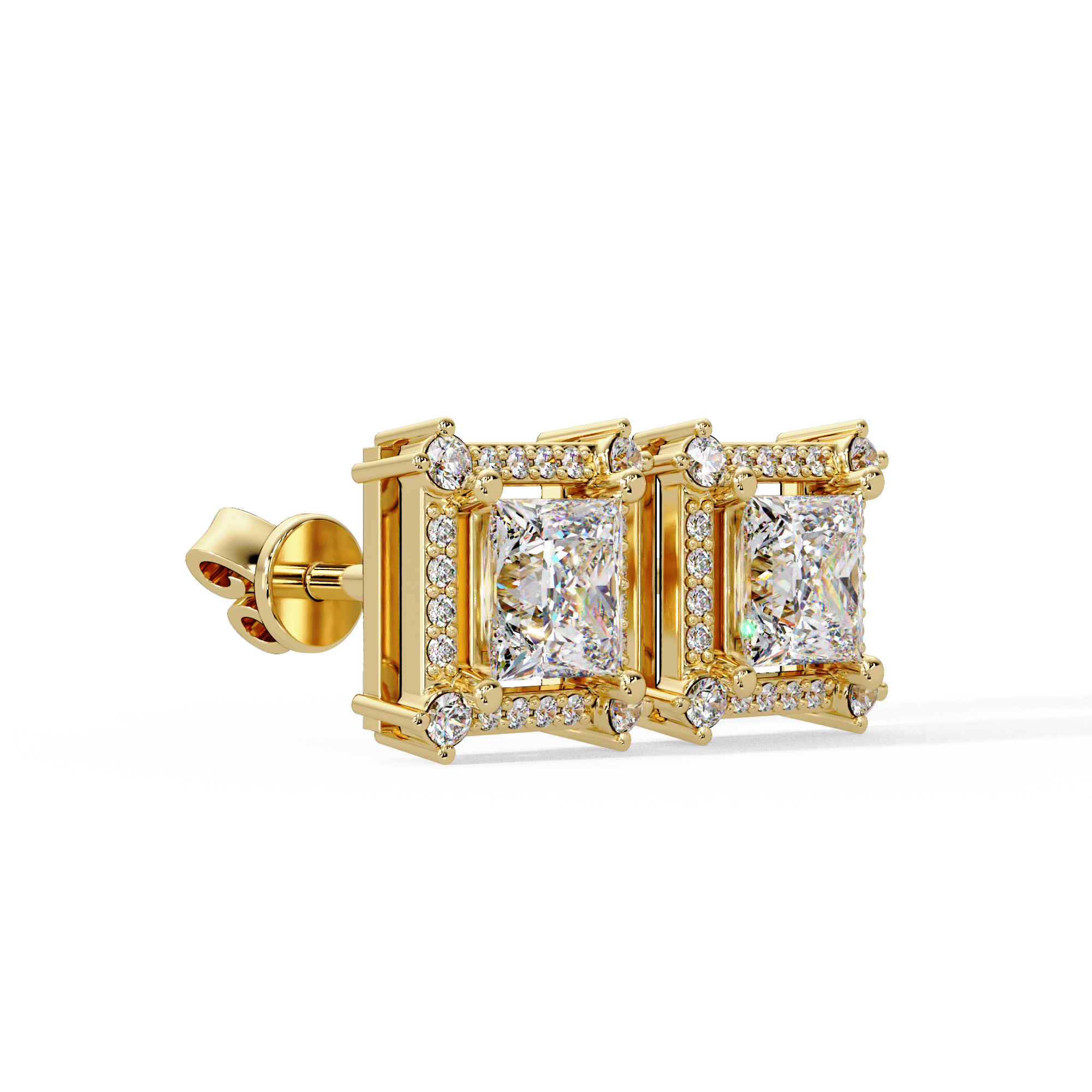 IGI Certified-1.5 Ct. Lab Grown Diamond (VS/E-F) Dazzling Princess-Cut Diamond Cluster Stud Earring