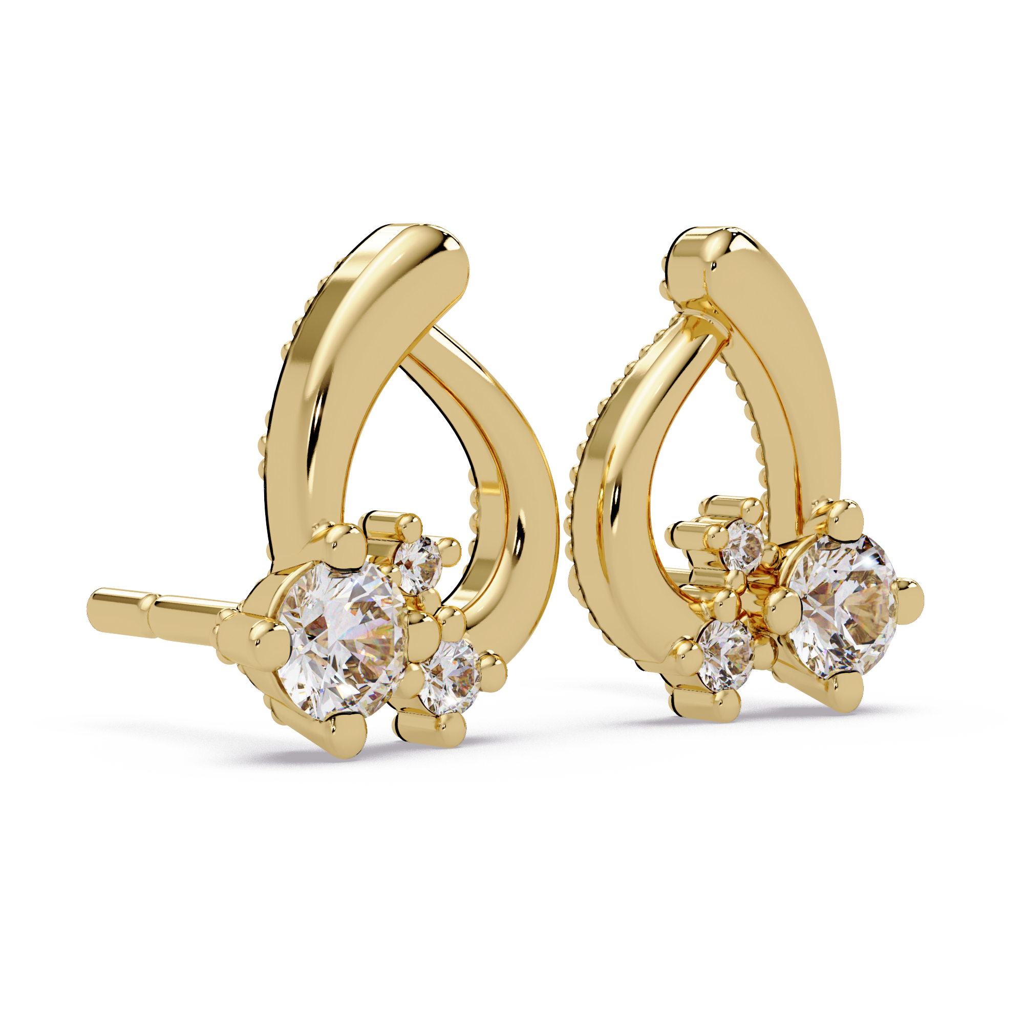 IGI Certified-1/2 Ct. Lab Grown Diamond (VS/E-F) Stylish Teardrop Cluster Stud Earring