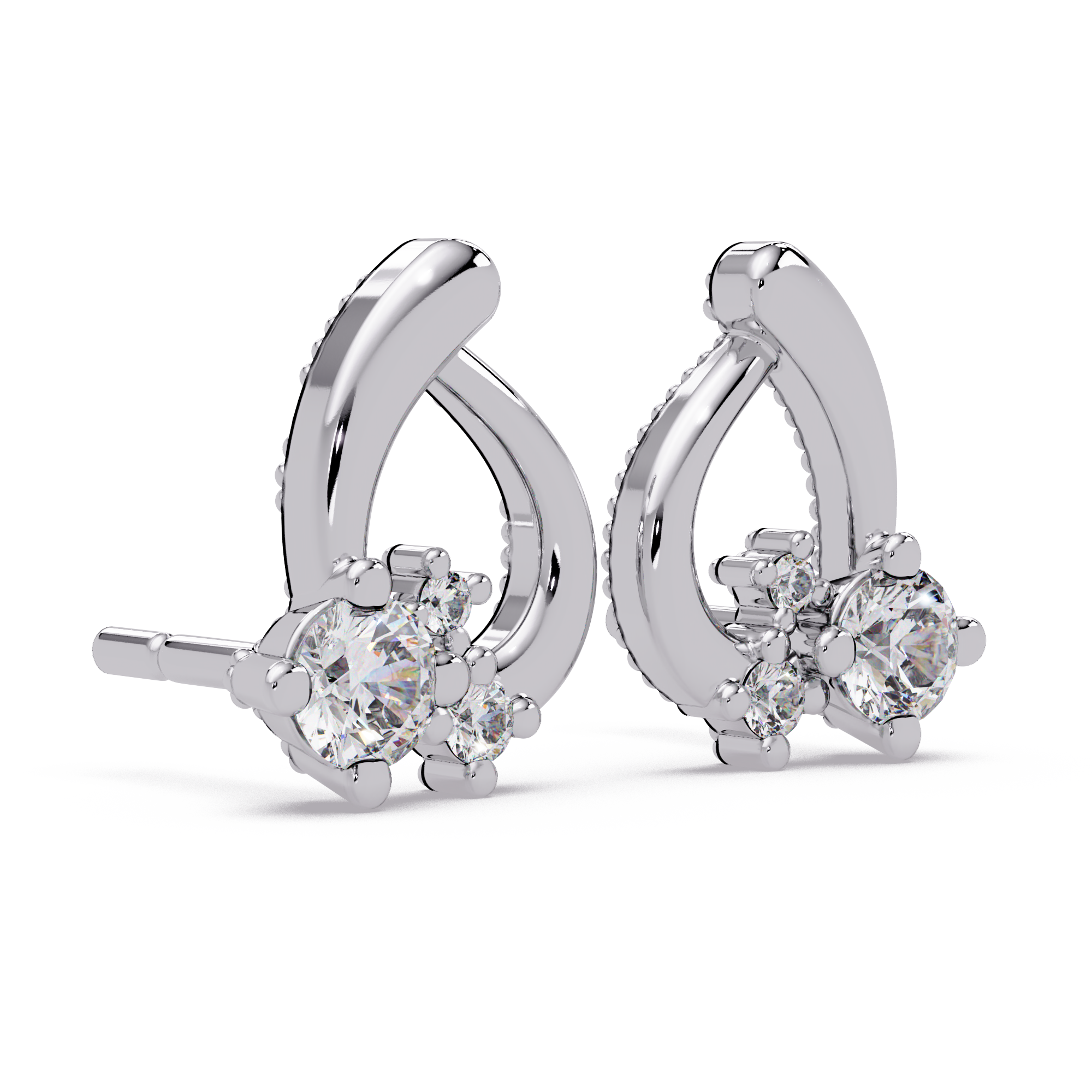 IGI Certified-1/2 Ct. Lab Grown Diamond (VS/E-F) Stylish Teardrop Cluster Stud Earring