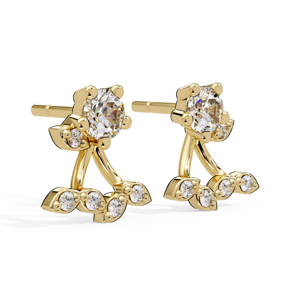IGI Certified-1/2 Ct. Lab Grown Diamond (VS/E-F) Floral Motif Gemstone Stud Earring