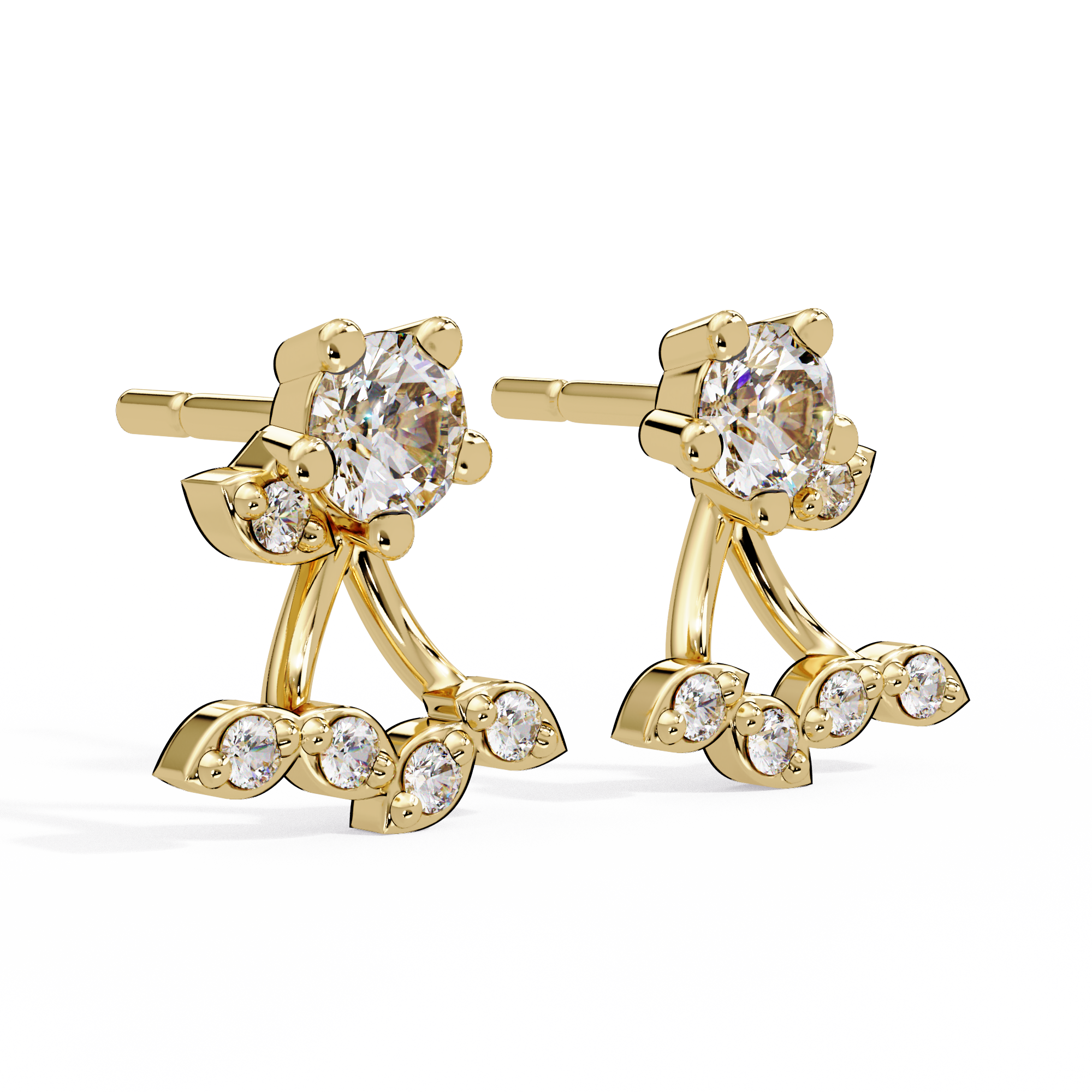 IGI Certified-1/2 Ct. Lab Grown Diamond (VS/E-F) Floral Motif Gemstone Stud Earring