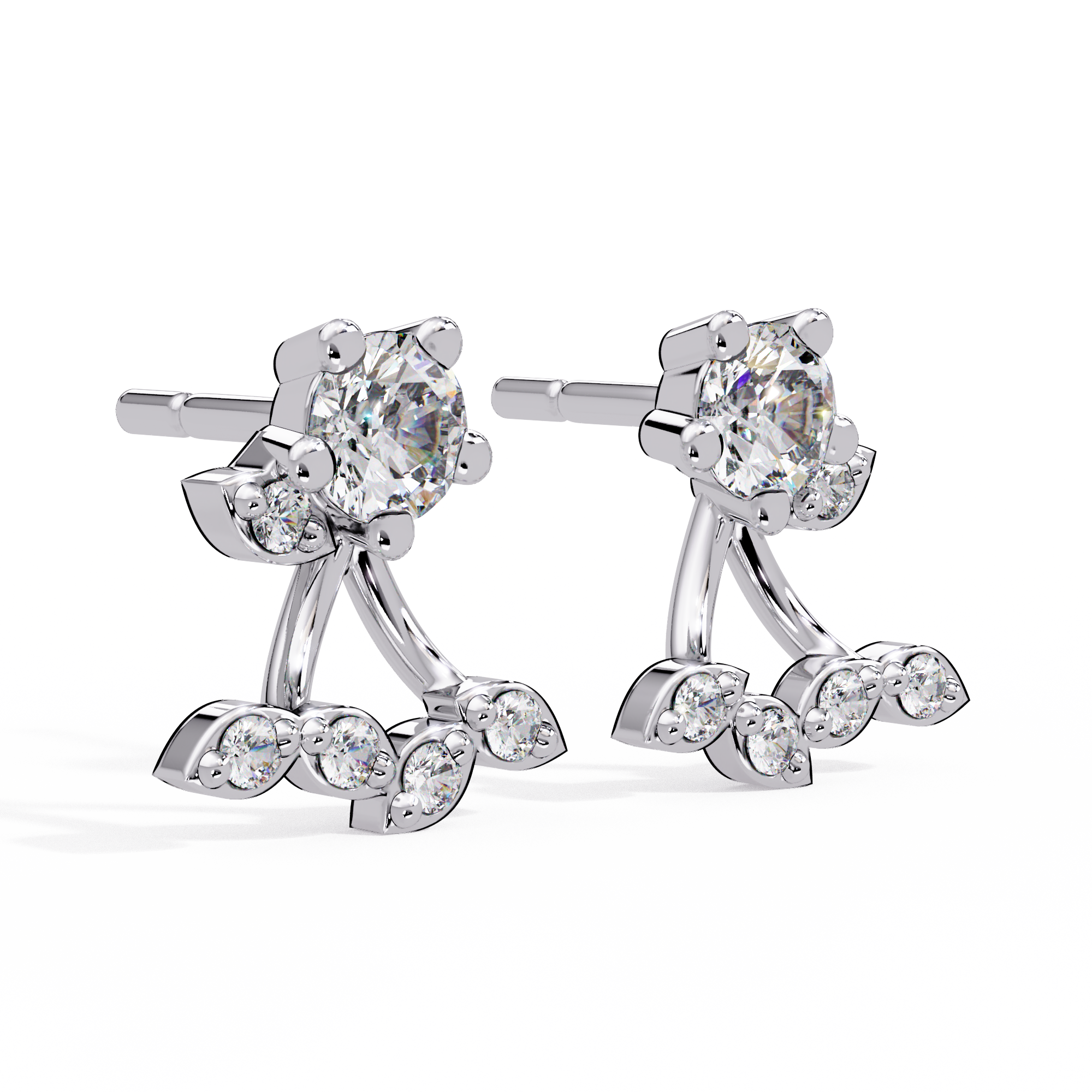 IGI Certified-1/2 Ct. Lab Grown Diamond (VS/E-F) Floral Motif Gemstone Stud Earring