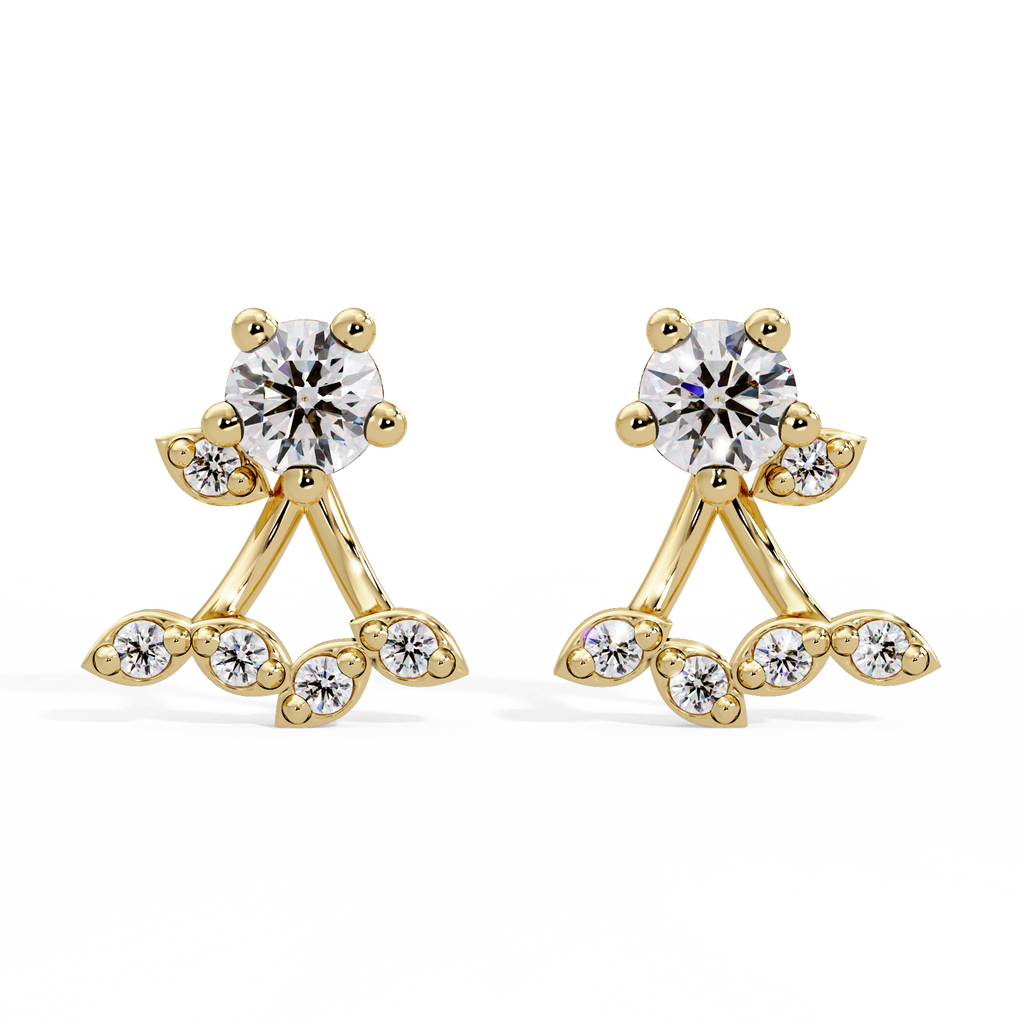 IGI Certified-1/2 Ct. Lab Grown Diamond (VS/E-F) Floral Motif Gemstone Stud Earring