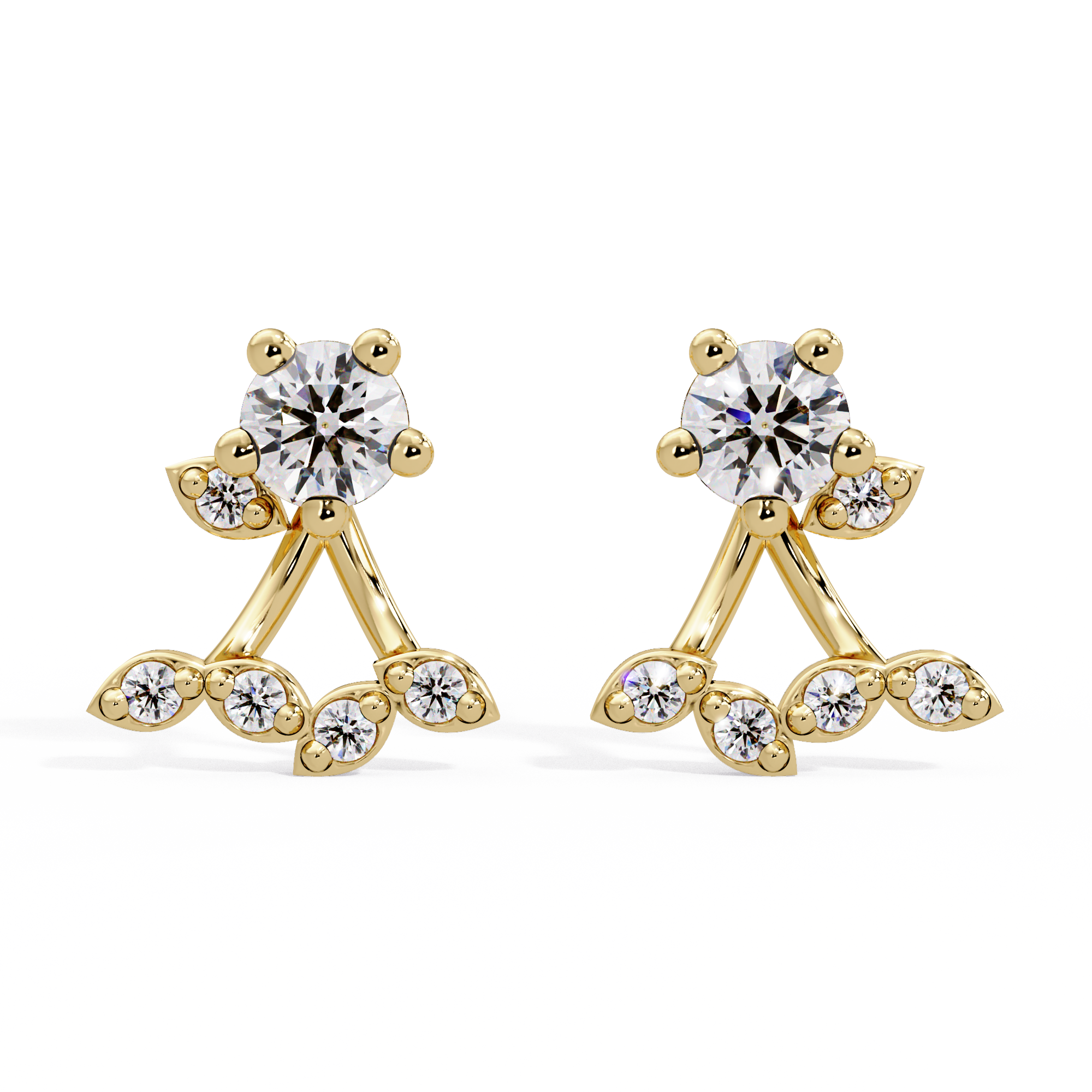 IGI Certified-1/2 Ct. Lab Grown Diamond (VS/E-F) Floral Motif Gemstone Stud Earring