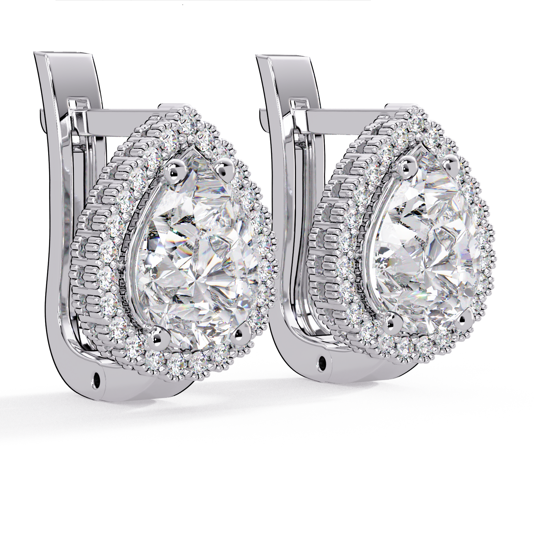 IGI Certified- 4 Ct. Lab Grown Diamond (VS/E-F) Pear-Shaped Diamond Halo Gold Earring