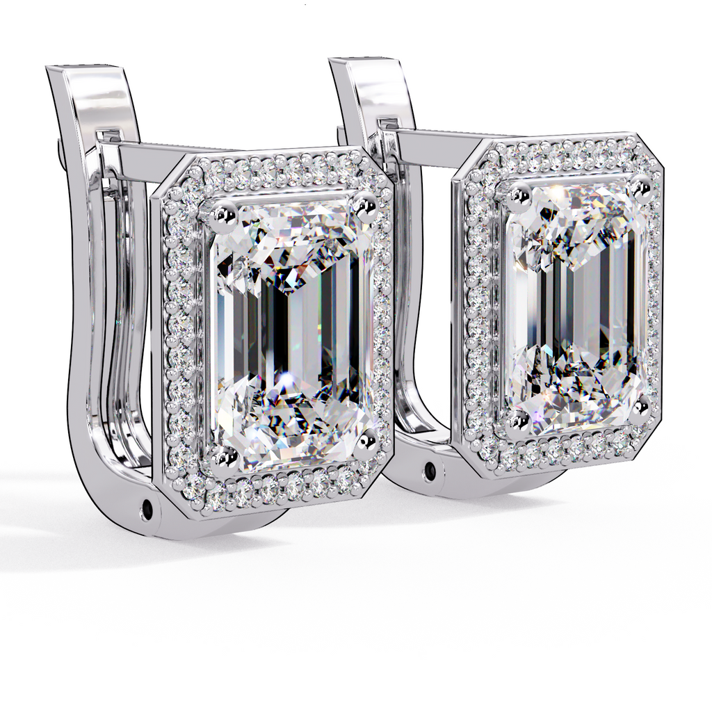 IGI Certified- 6 Ct. Lab Grown Diamond (VS/E-F) Halo Gold Earring