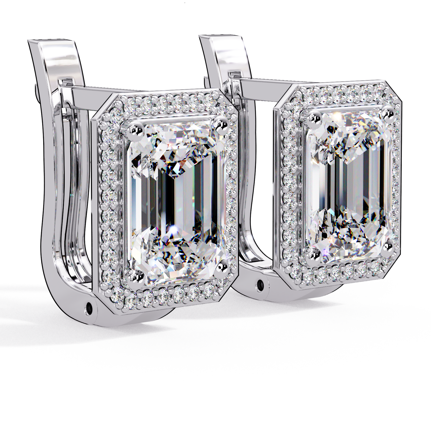 IGI Certified- 6 Ct. Lab Grown Diamond (VS/E-F) Halo Gold Earring