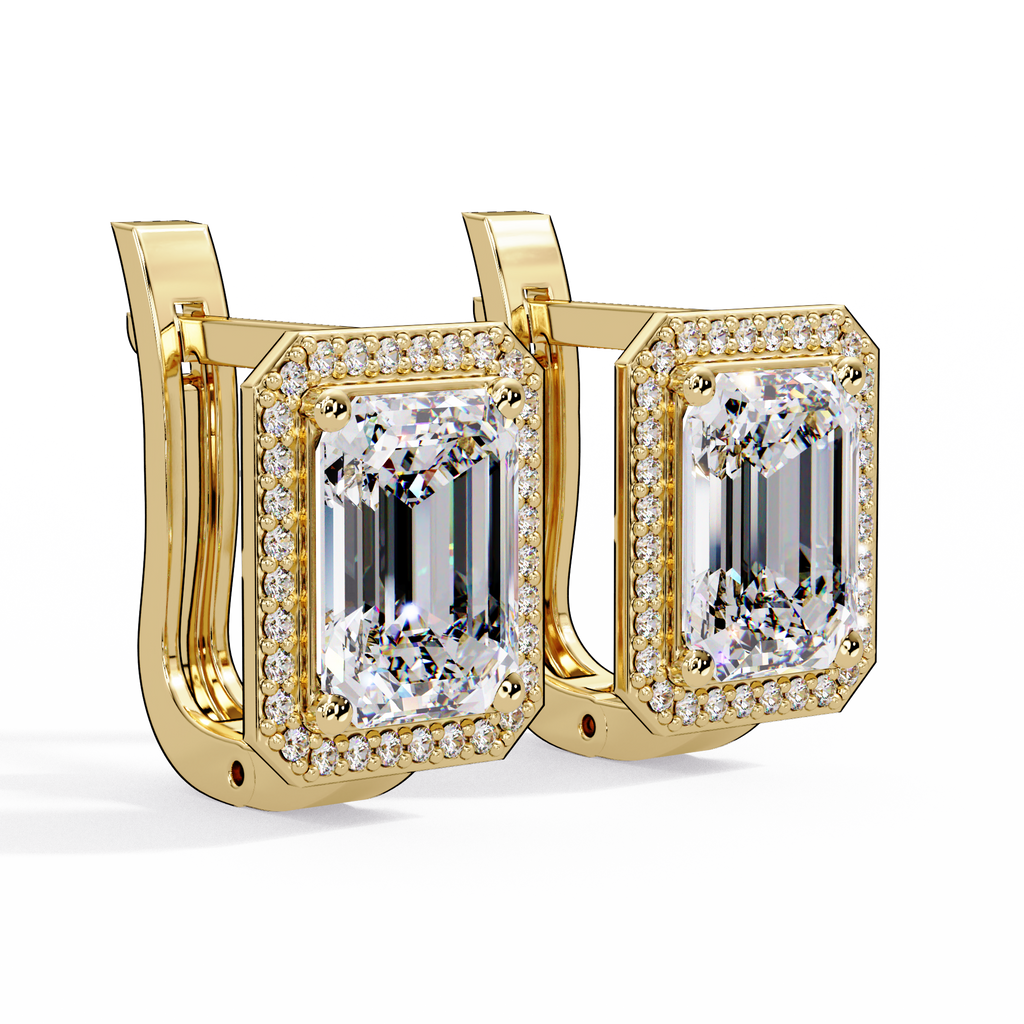 IGI Certified- 6 Ct. Lab Grown Diamond (VS/E-F) Halo Gold Earring