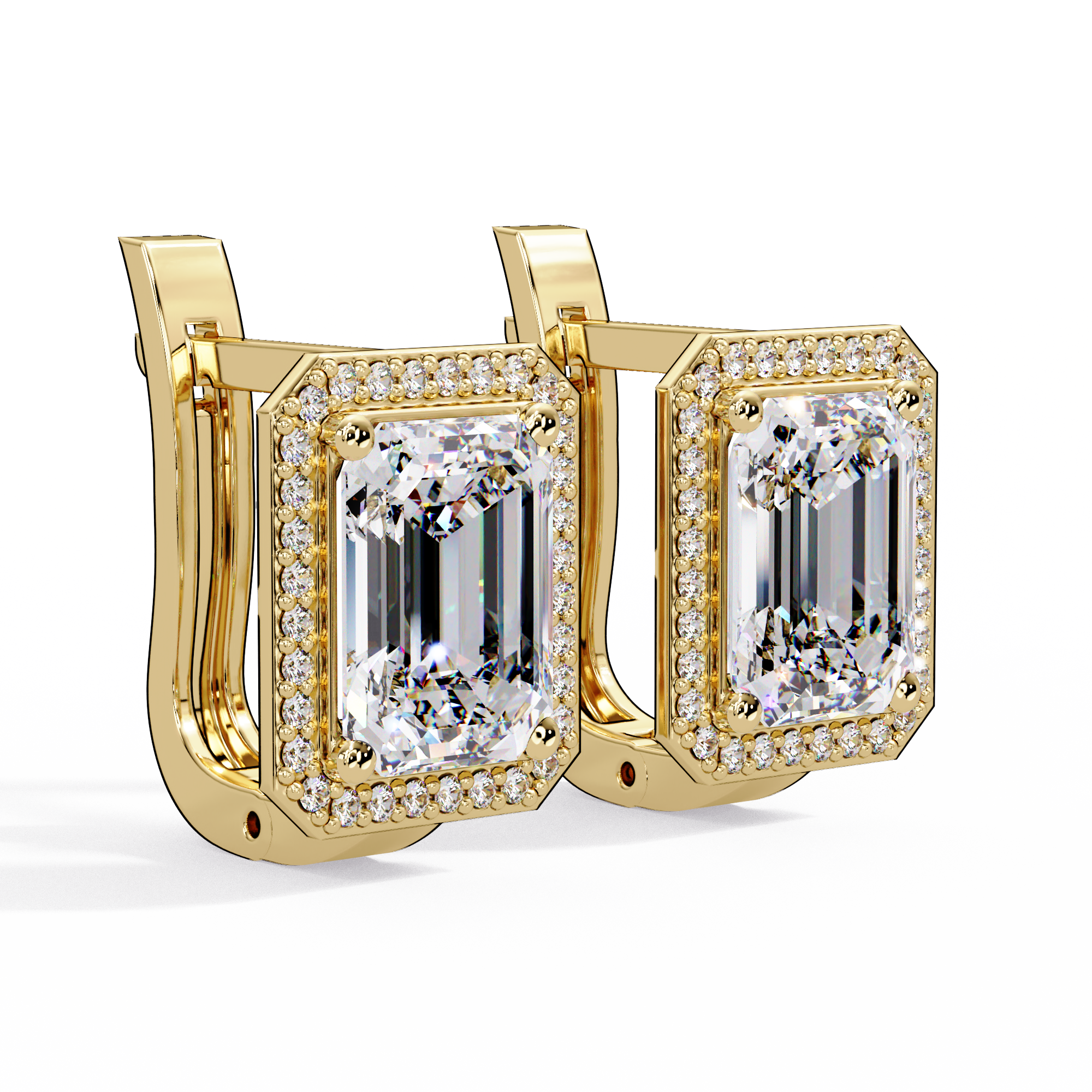IGI Certified- 6 Ct. Lab Grown Diamond (VS/E-F) Halo Gold Earring