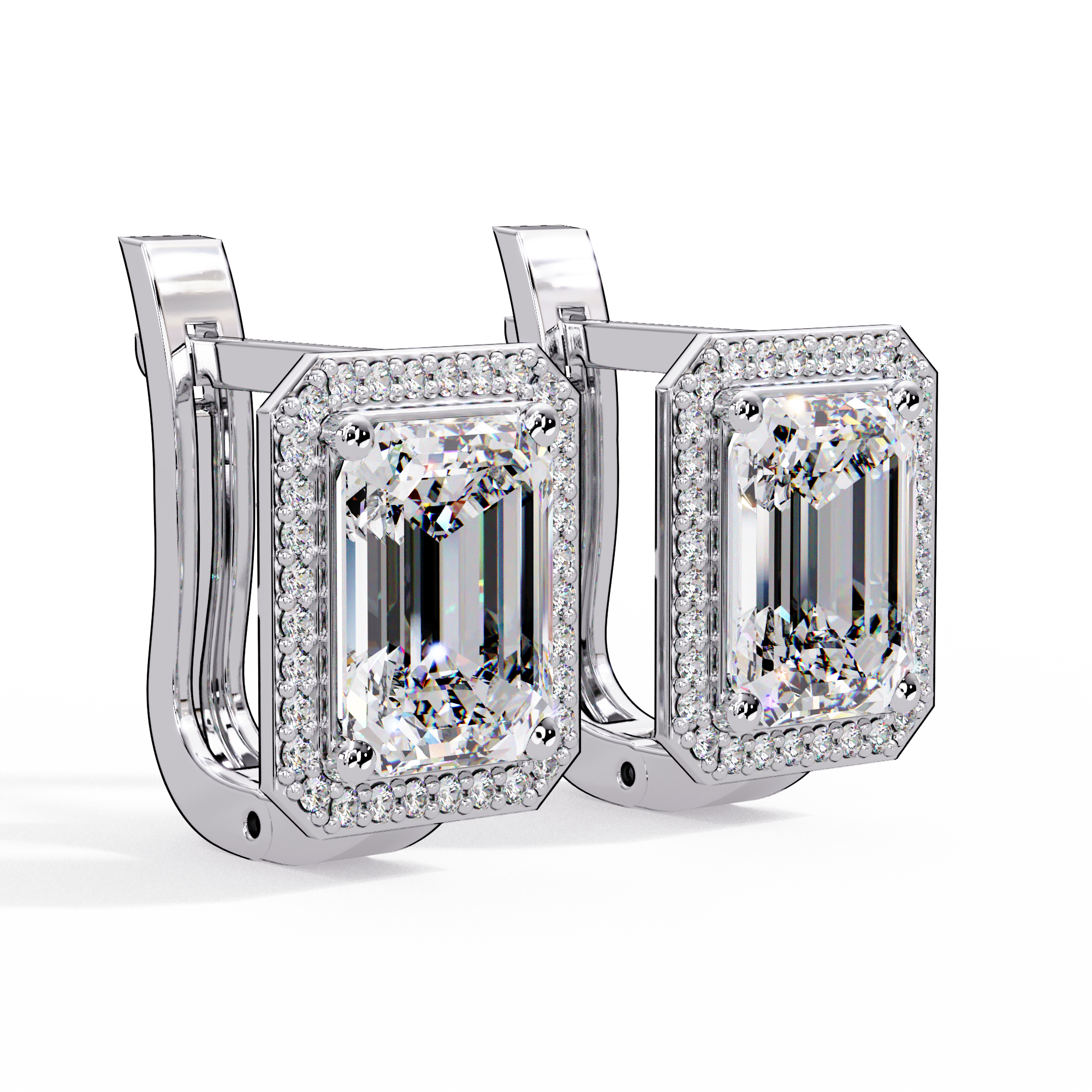 IGI Certified- 6 Ct. Lab Grown Diamond (VS/E-F) Halo Gold Earring