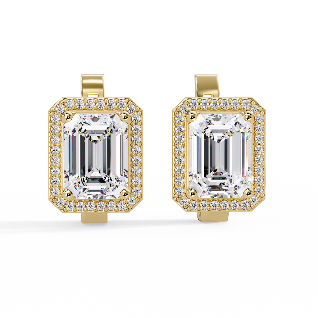 IGI Certified- 6 Ct. Lab Grown Diamond (VS/E-F) Halo Gold Earring