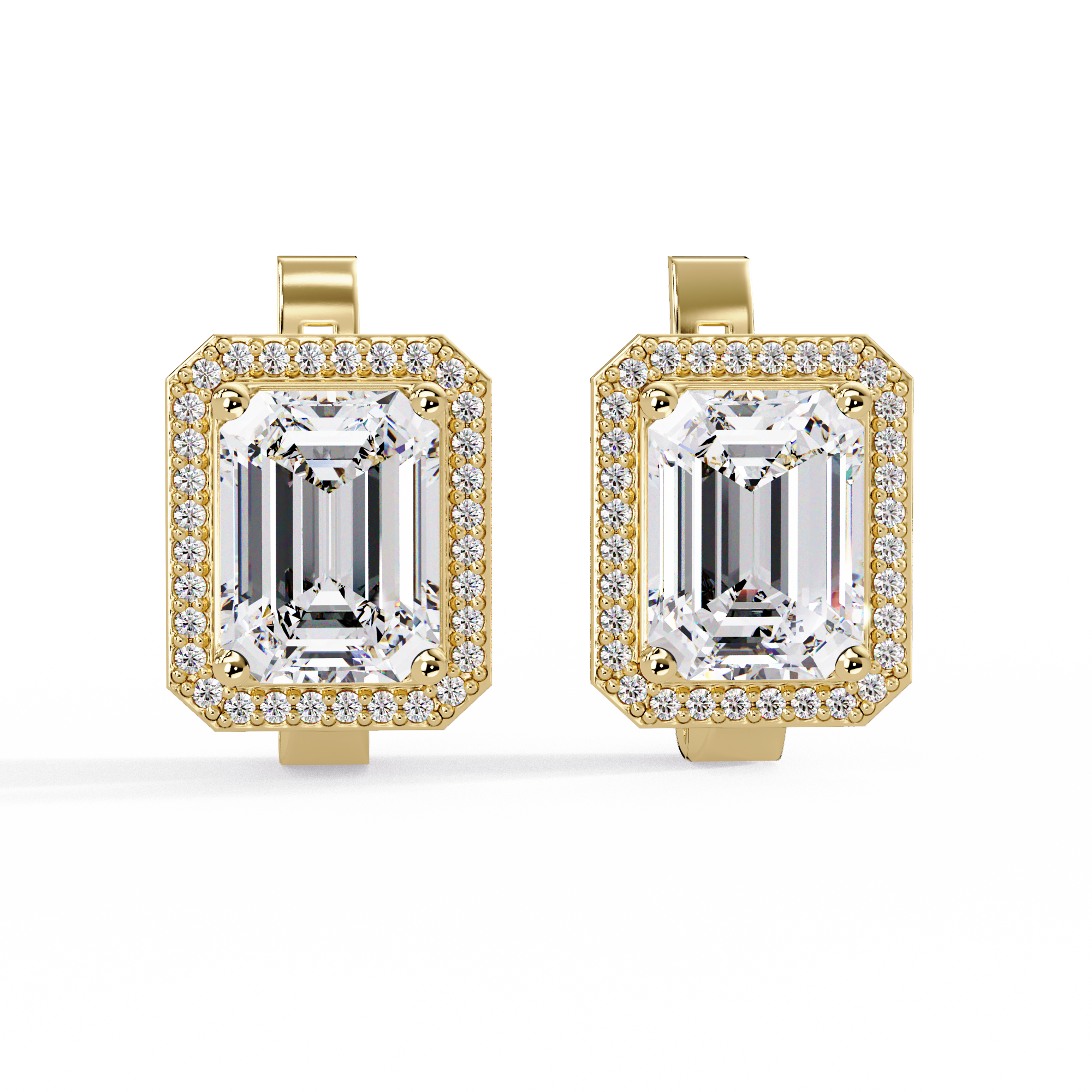 IGI Certified- 6 Ct. Lab Grown Diamond (VS/E-F) Halo Gold Earring