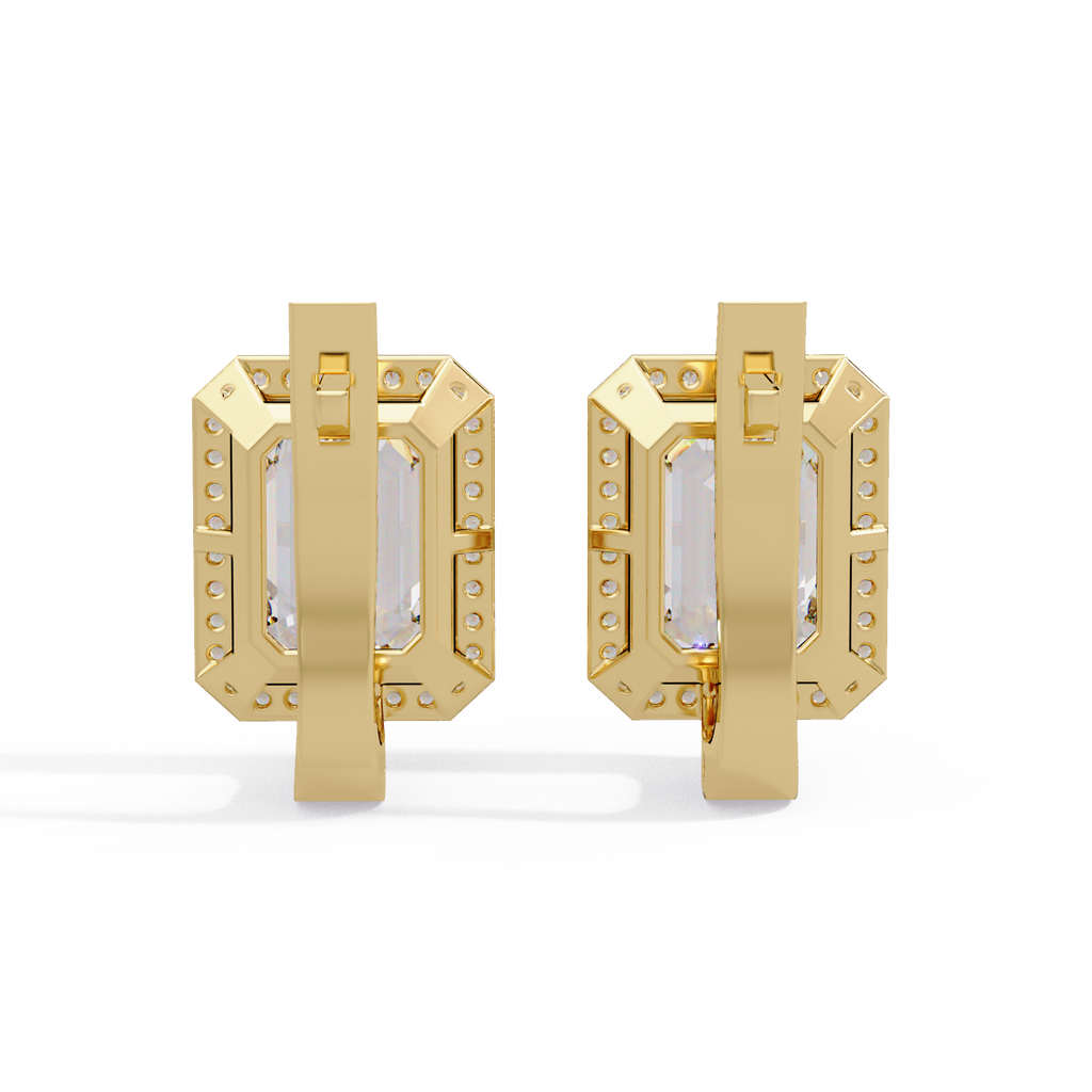IGI Certified- 6 Ct. Lab Grown Diamond (VS/E-F) Halo Gold Earring