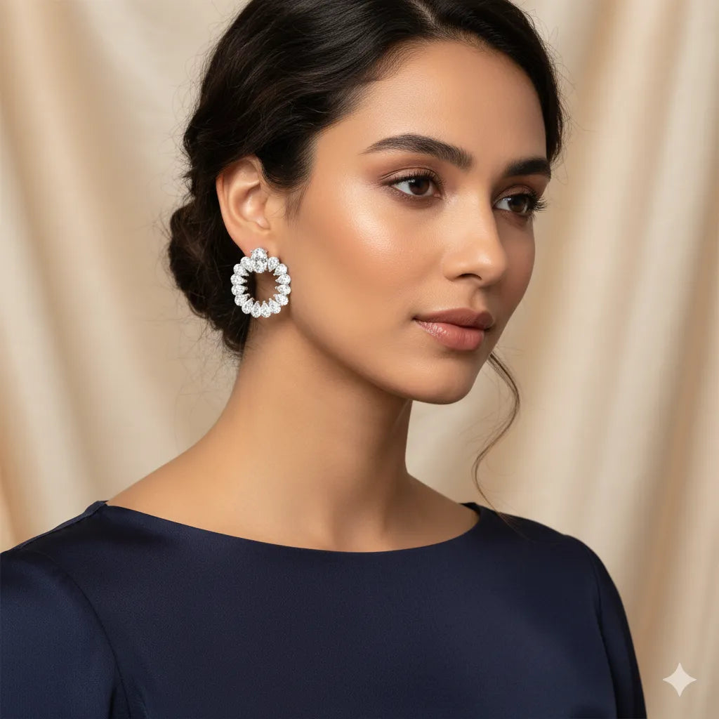 IGI Certified-1.5 Ct. Lab Grown Diamond (VS/E-F) Oval & Pear Diamond Halo Earrings Earring