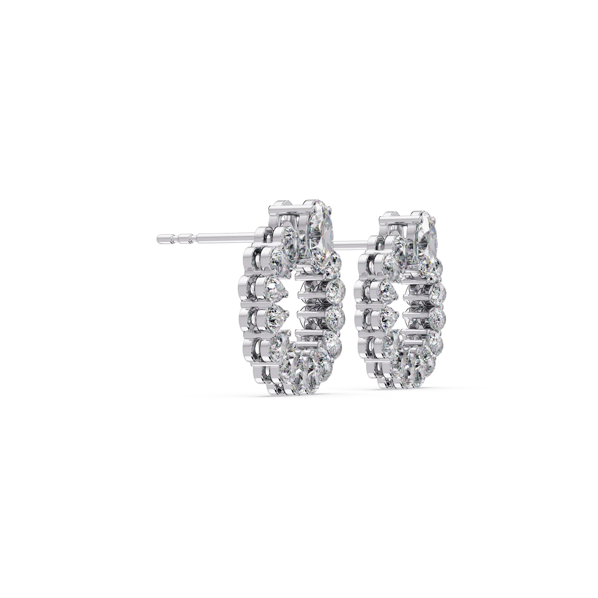 IGI Certified-1.5 Ct. Lab Grown Diamond (VS/E-F) Oval & Pear Diamond Halo Earrings Earring