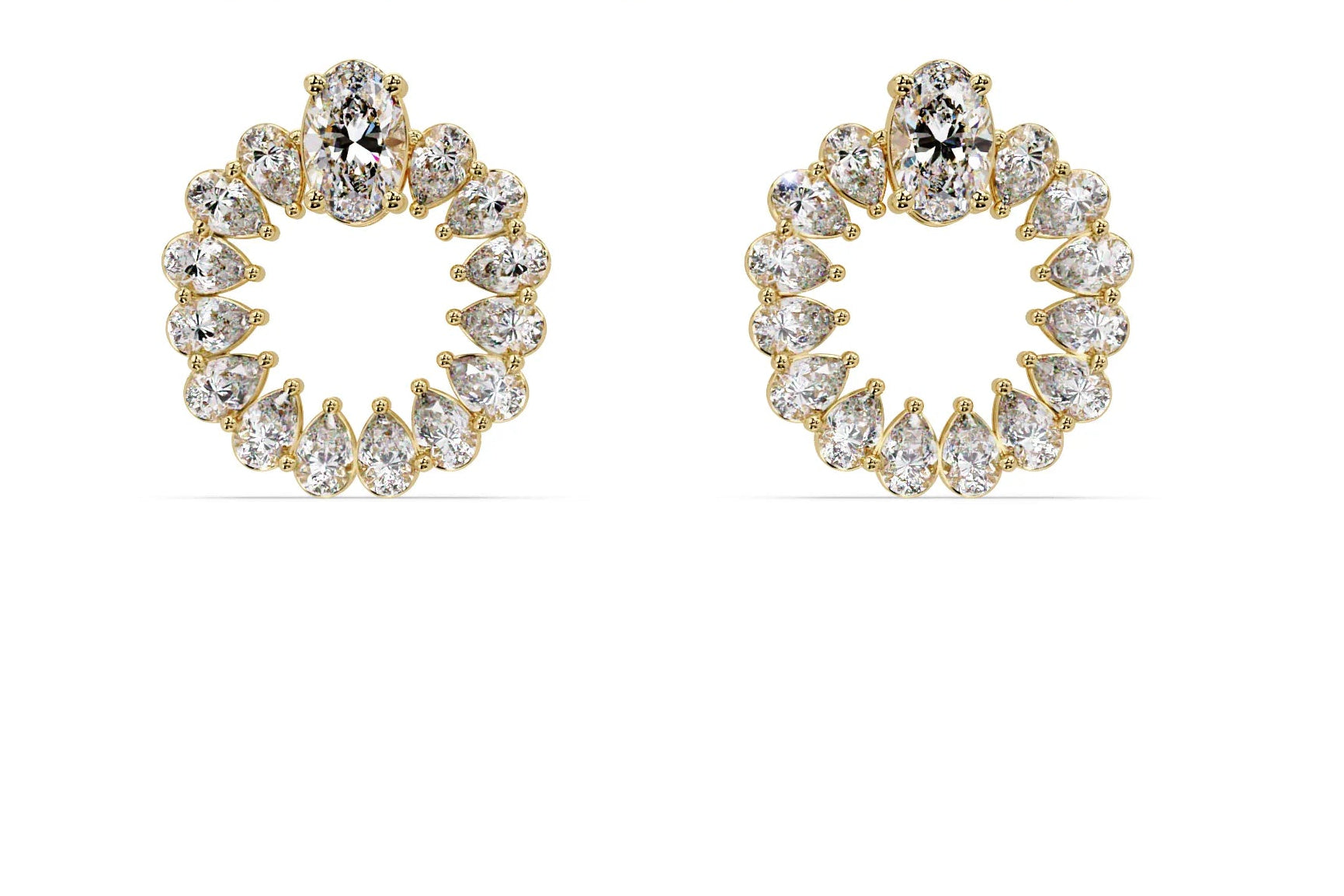 IGI Certified-1.5 Ct. Lab Grown Diamond (VS/E-F) Oval & Pear Diamond Halo Earrings Earring