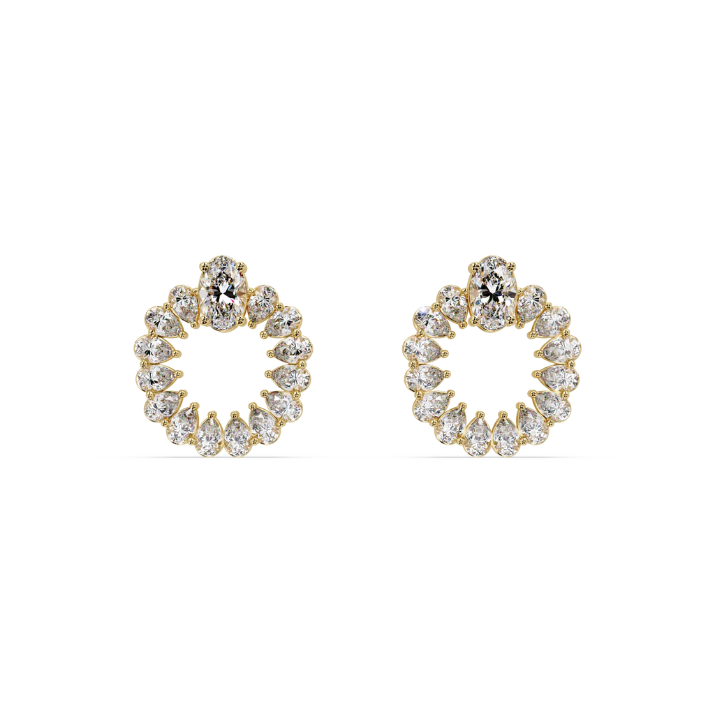 IGI Certified-1.5 Ct. Lab Grown Diamond (VS/E-F) Oval & Pear Diamond Halo Earrings Earring