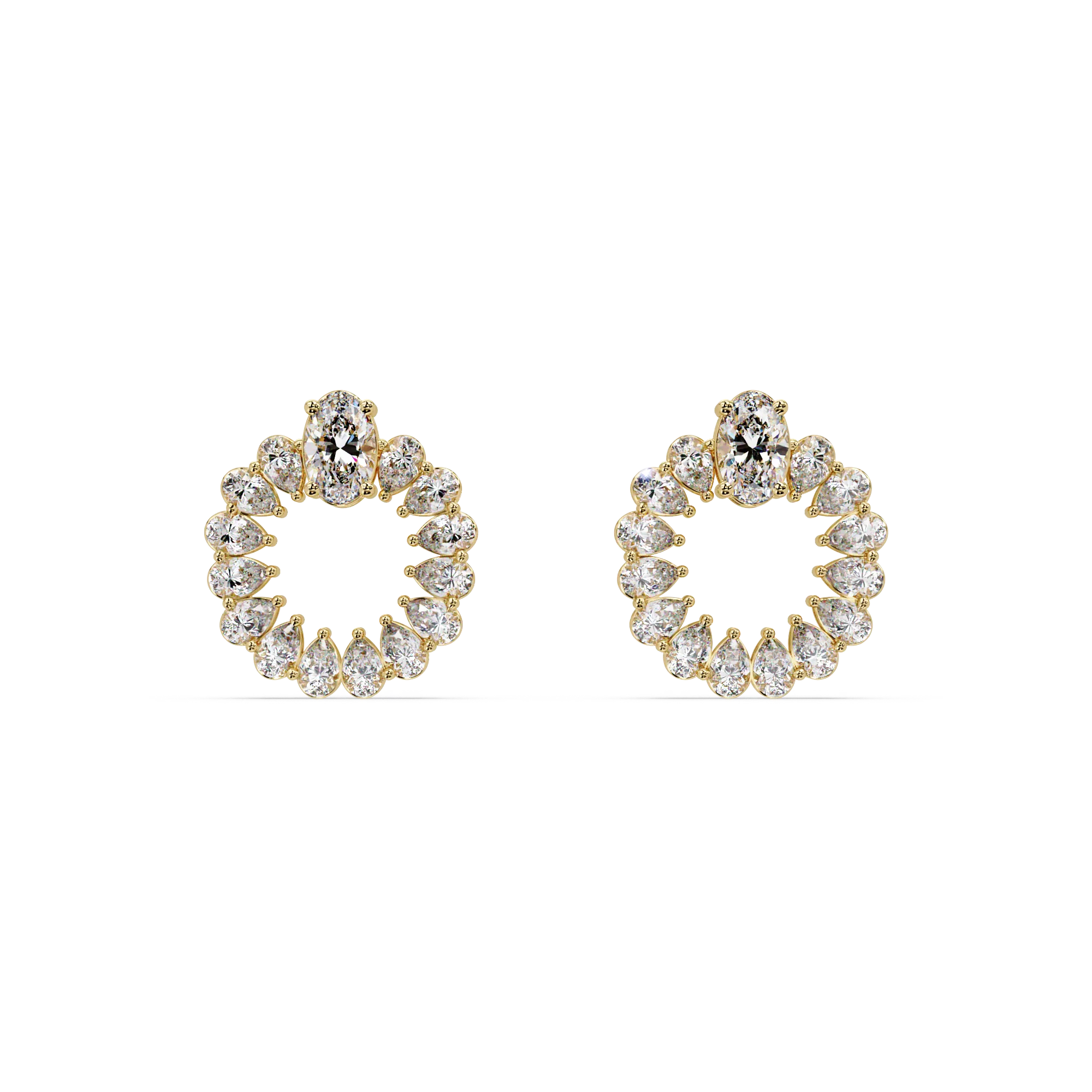 IGI Certified-1.5 Ct. Lab Grown Diamond (VS/E-F) Oval & Pear Diamond Halo Earrings Earring