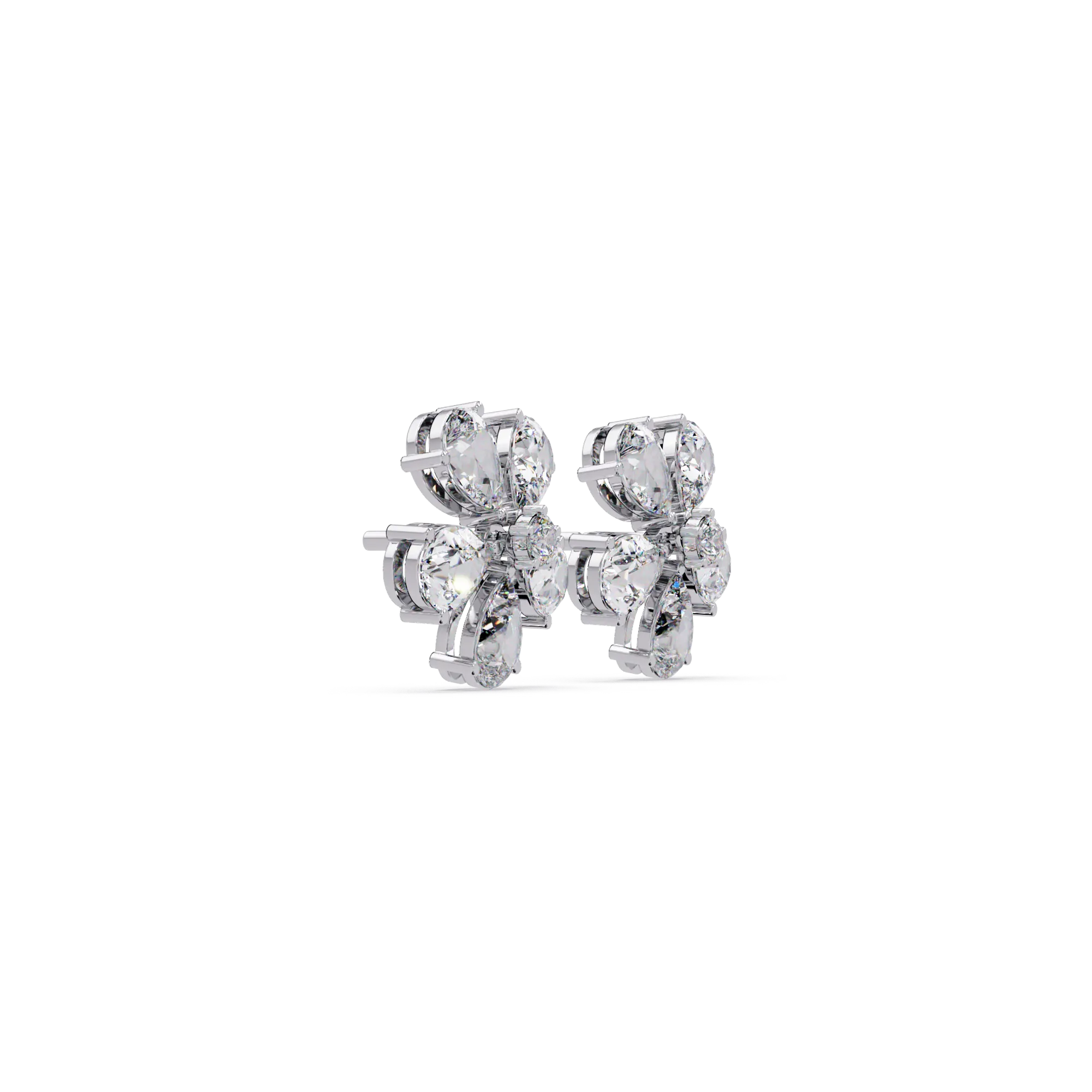 IGI Certified-7.25 Ct. Lab Grown Diamond (VS/E-F) Pear Diamond Flower Cluster Stud Earring