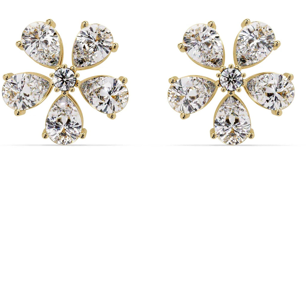 IGI Certified-7.25 Ct. Lab Grown Diamond (VS/E-F) Pear Diamond Flower Cluster Stud Earring
