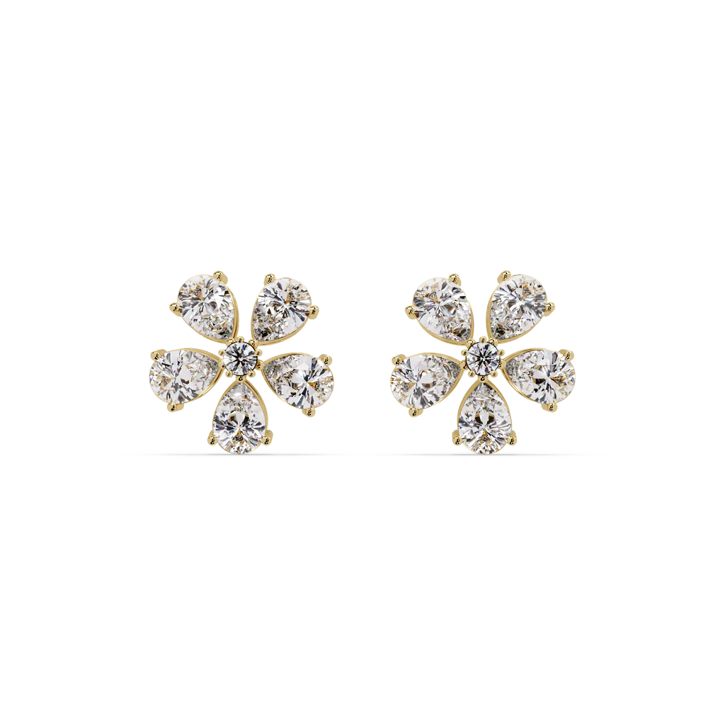 IGI Certified-7.25 Ct. Lab Grown Diamond (VS/E-F) Pear Diamond Flower Cluster Stud Earring