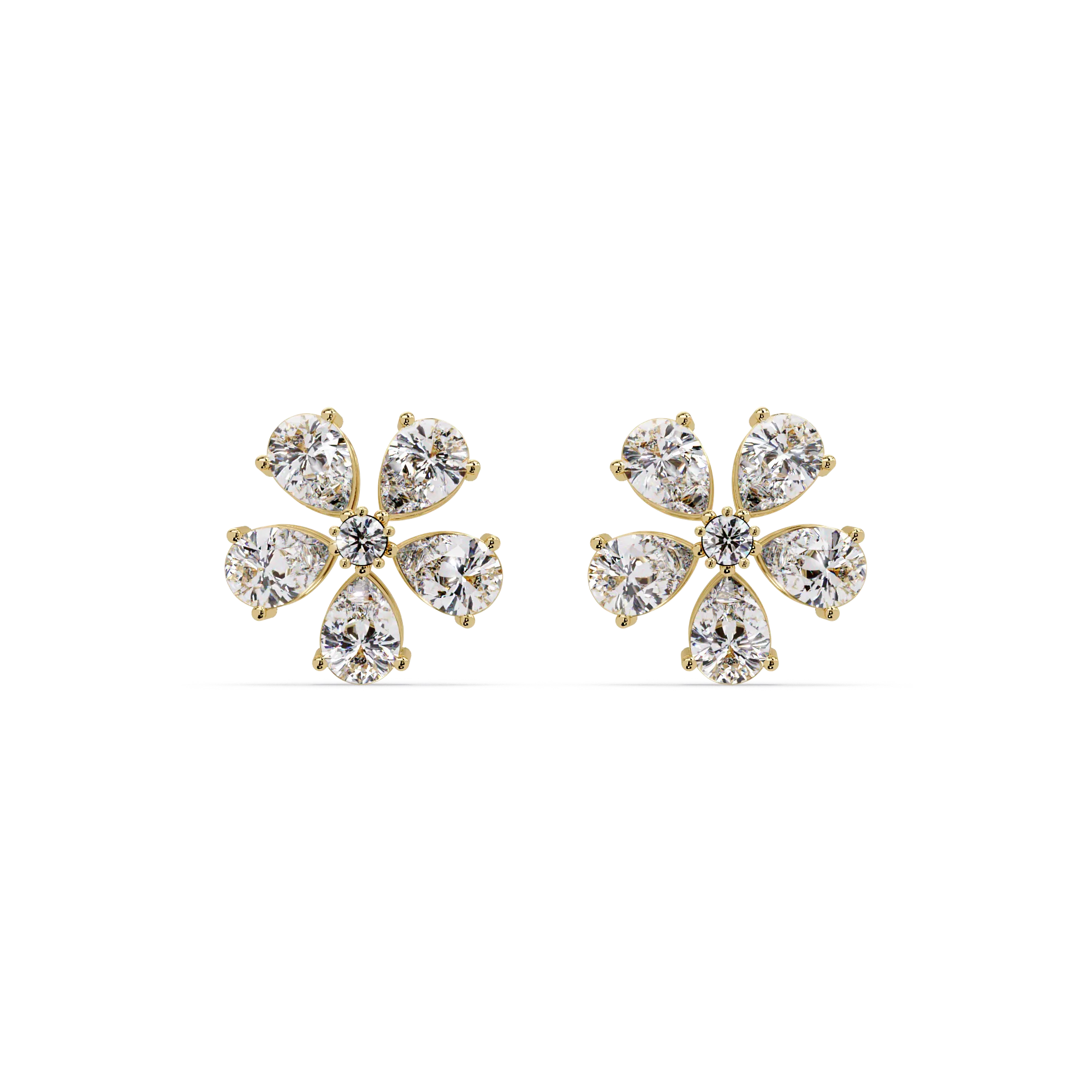 IGI Certified-7.25 Ct. Lab Grown Diamond (VS/E-F) Pear Diamond Flower Cluster Stud Earring