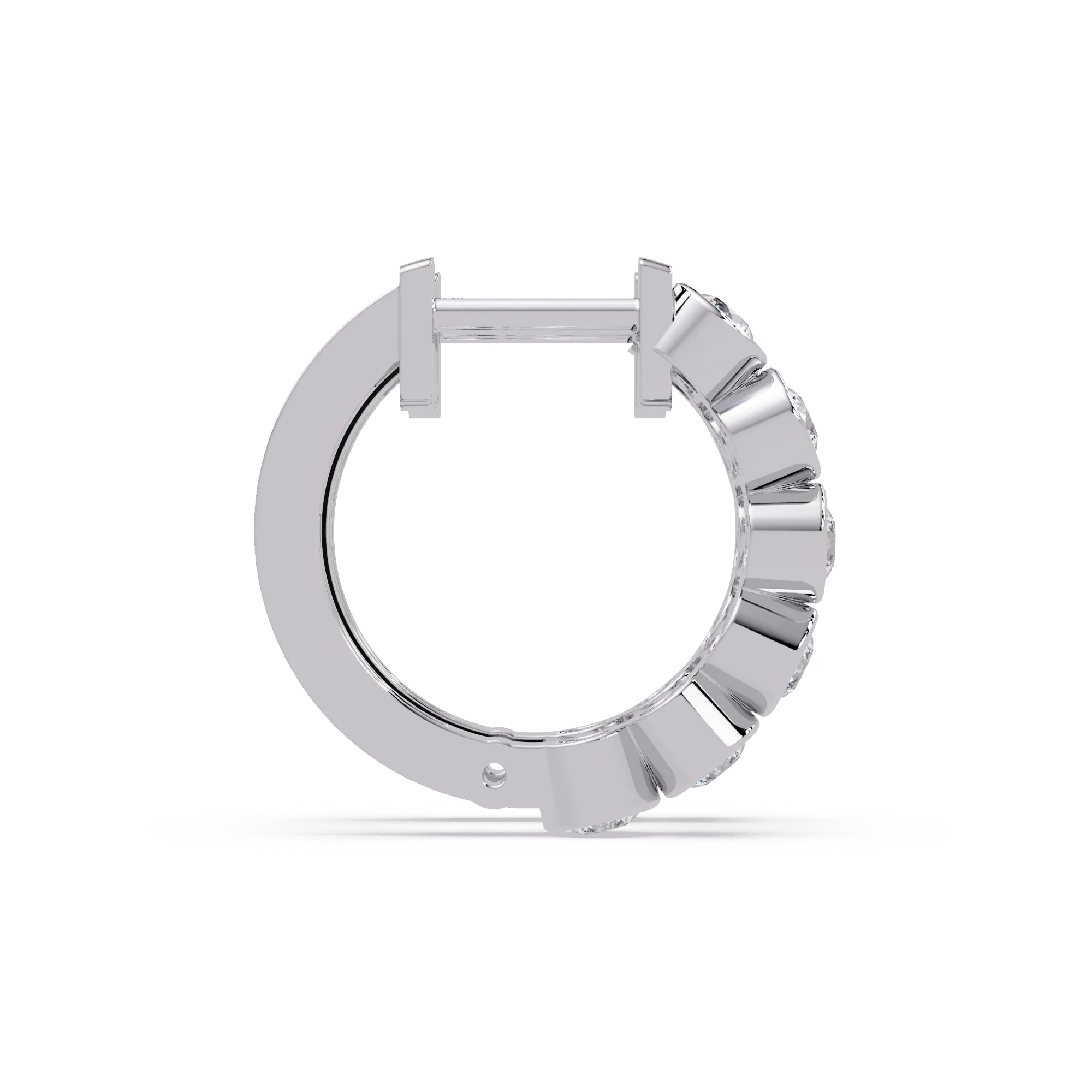 IGI Certified-1 Ct. Lab Grown Diamond (VS/E-F) Bezel-Set Round Diamond Huggie Hoop Earring