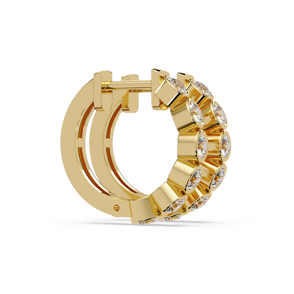 IGI Certified-1 Ct. Lab Grown Diamond (VS/E-F) Bezel-Set Round Diamond Huggie Hoop Earring