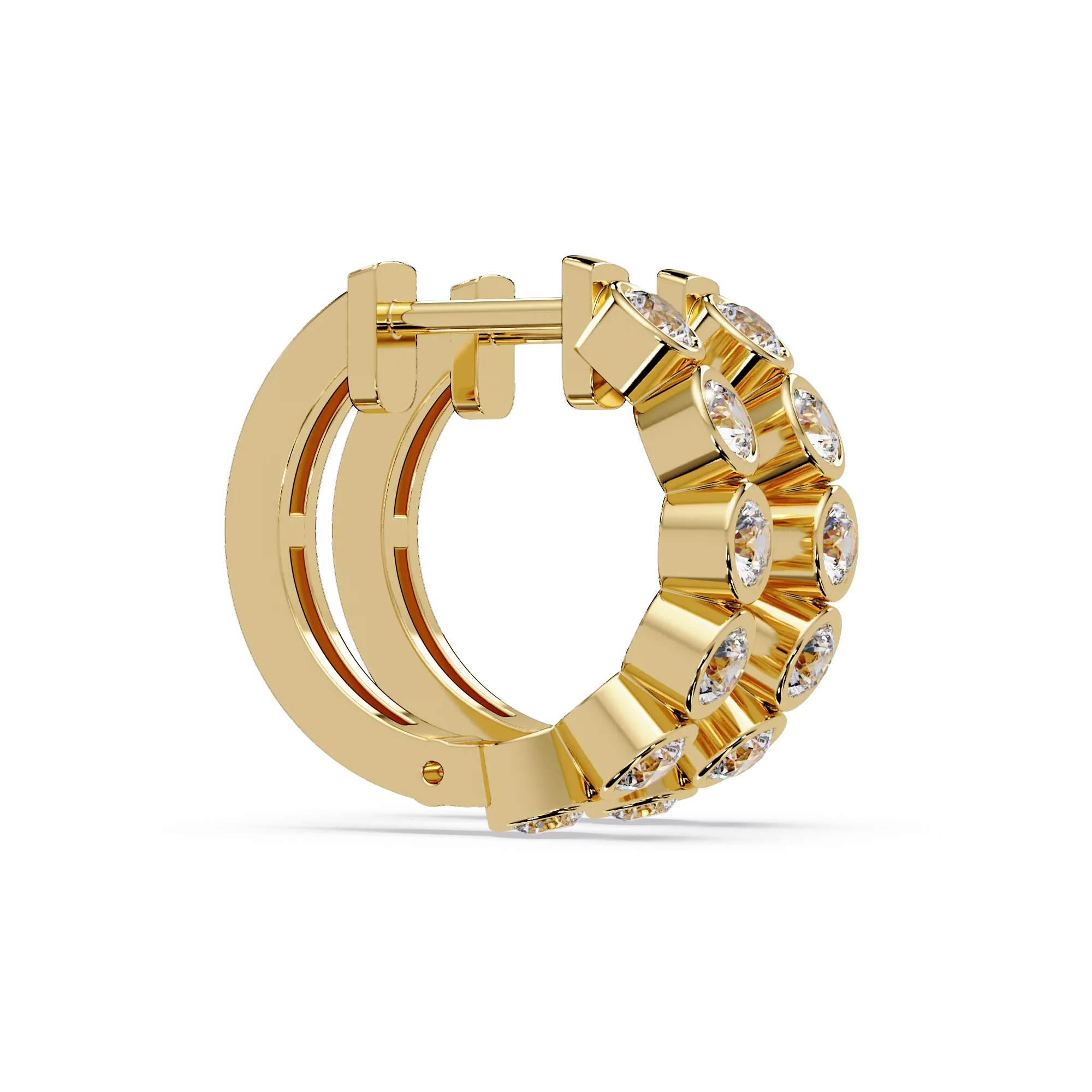 IGI Certified-1 Ct. Lab Grown Diamond (VS/E-F) Bezel-Set Round Diamond Huggie Hoop Earring