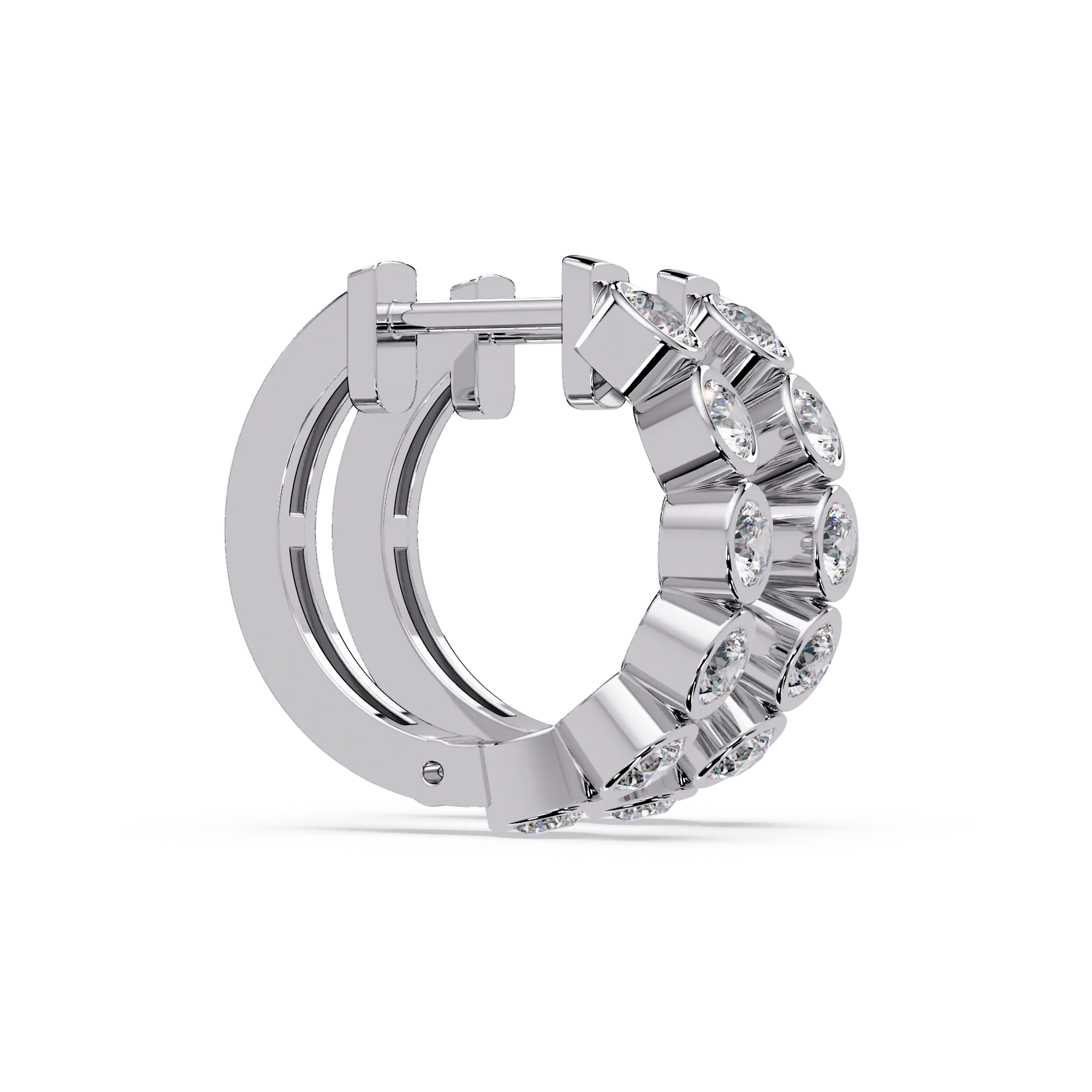 IGI Certified-1 Ct. Lab Grown Diamond (VS/E-F) Bezel-Set Round Diamond Huggie Hoop Earring