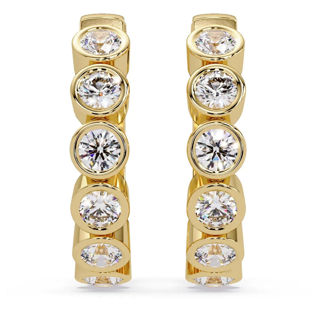 IGI Certified-1 Ct. Lab Grown Diamond (VS/E-F) Bezel-Set Round Diamond Huggie Hoop Earring