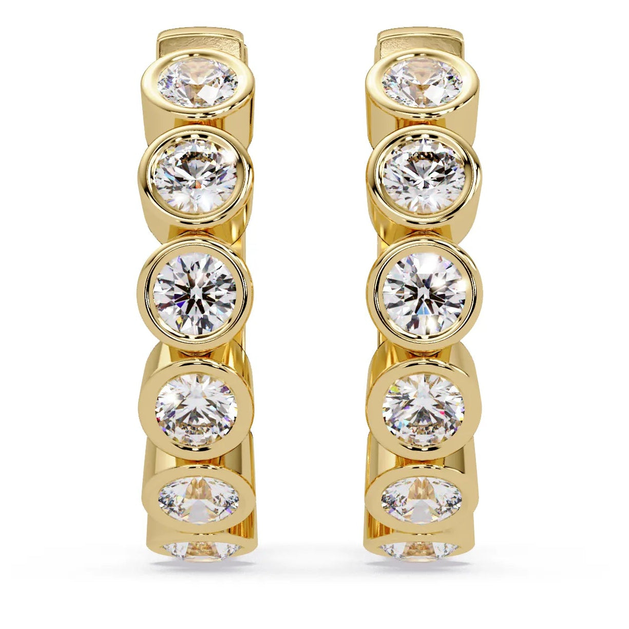 IGI Certified-1 Ct. Lab Grown Diamond (VS/E-F) Bezel-Set Round Diamond Huggie Hoop Earring