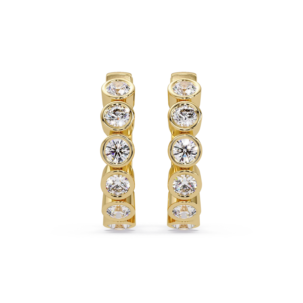 IGI Certified-1 Ct. Lab Grown Diamond (VS/E-F) Bezel-Set Round Diamond Huggie Hoop Earring